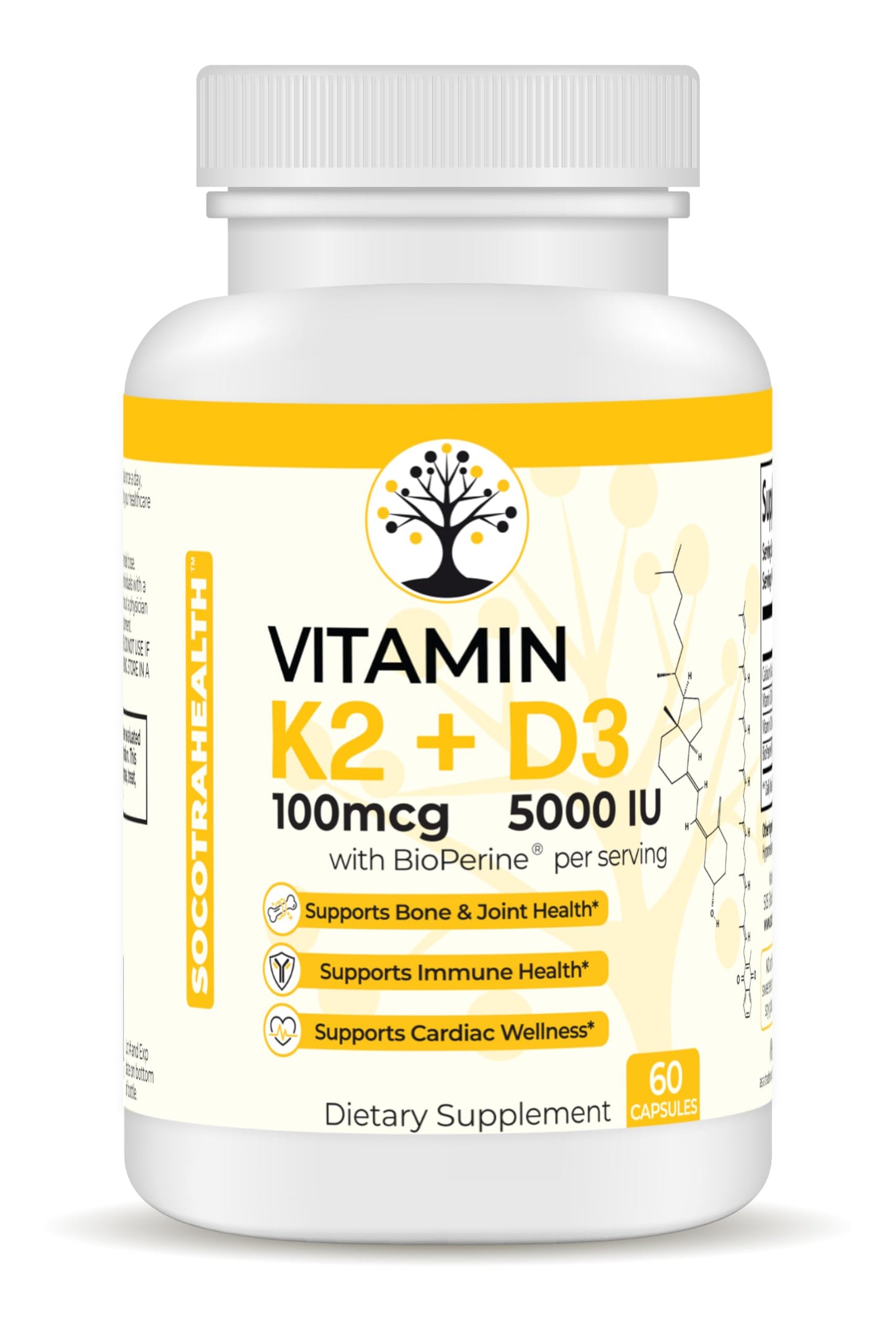 Vitaminas D3 K2 y Magnesio para apoyo óseo Socotra Health