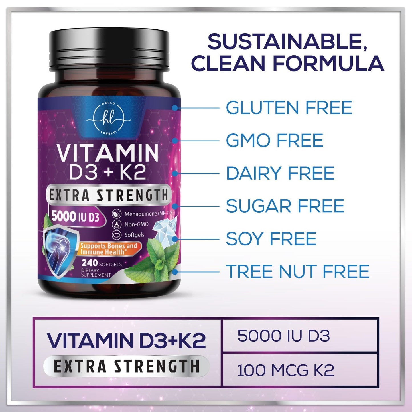 Vitaminas D3 y K2 para salud dental y ósea