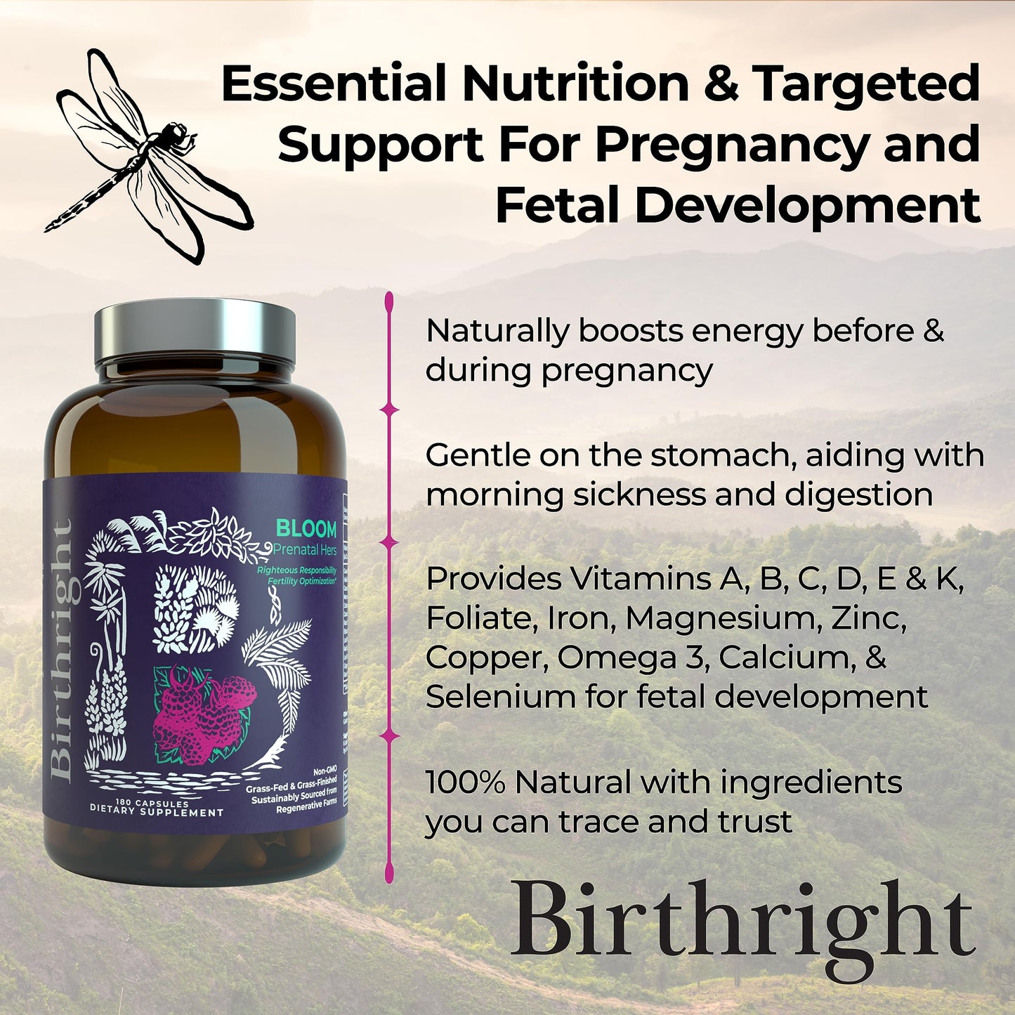 Vitaminas de embarazo Birthright con calcio y minerales esenciales