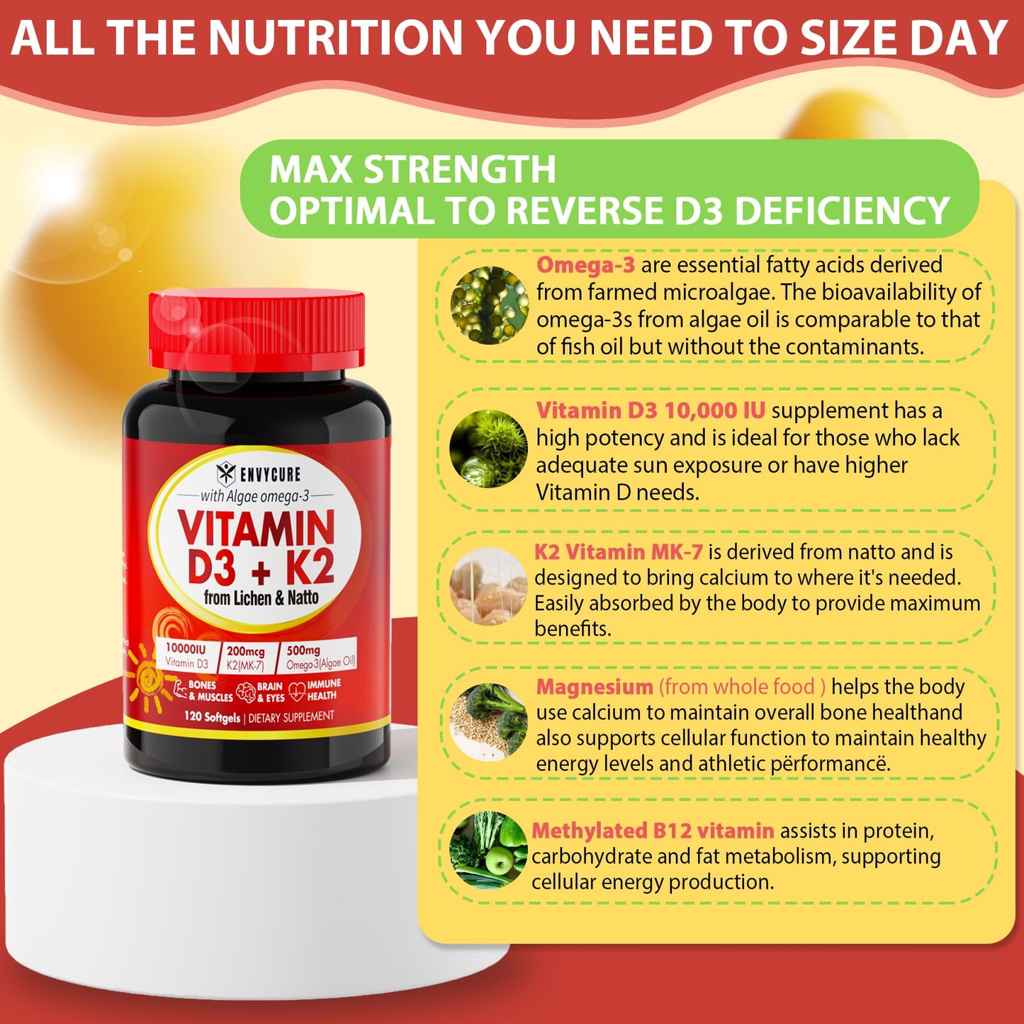Vitaminas EnvyCure para huesos músculos e inmunidad vegana
