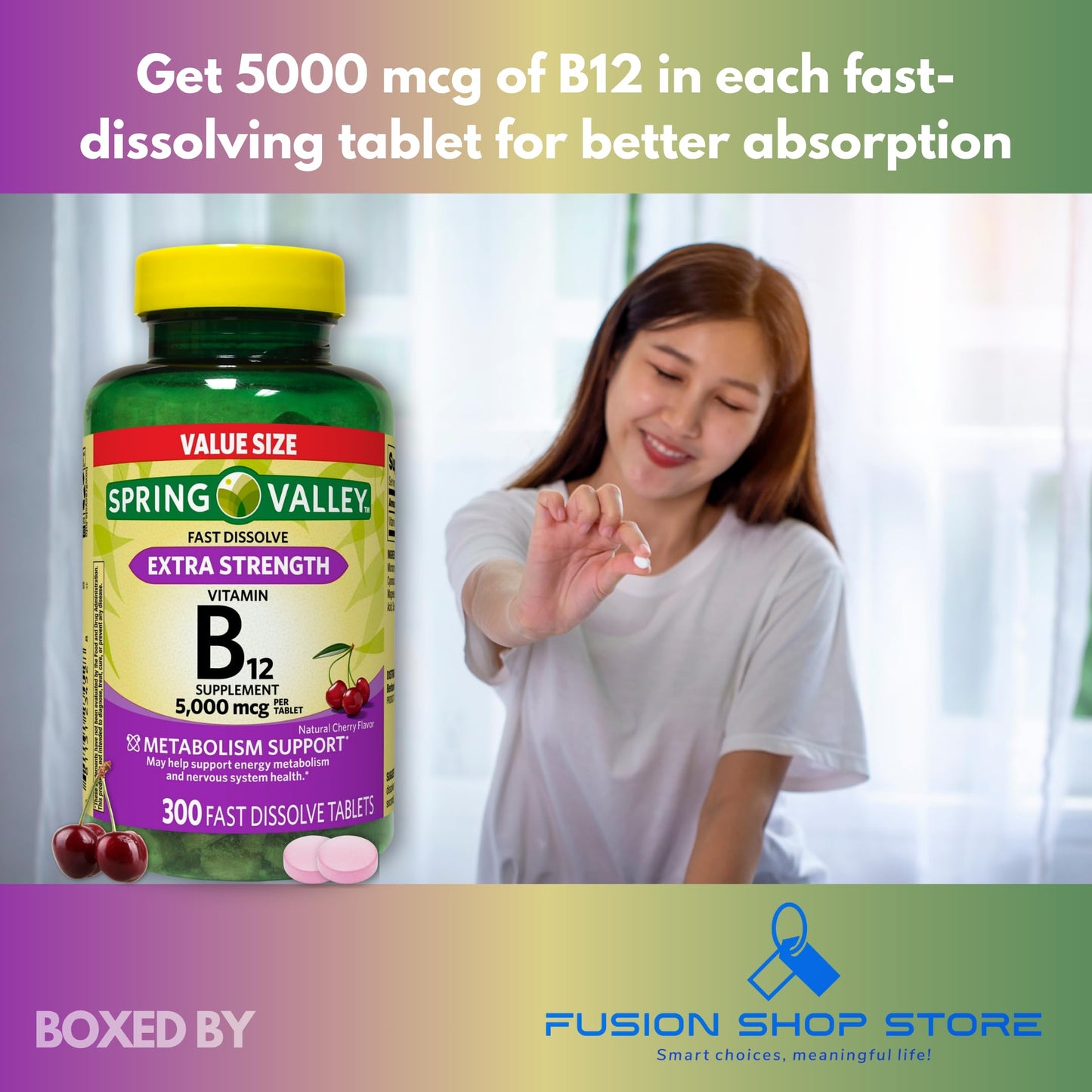 Vitaminas extra fuerza Spring Valley B12