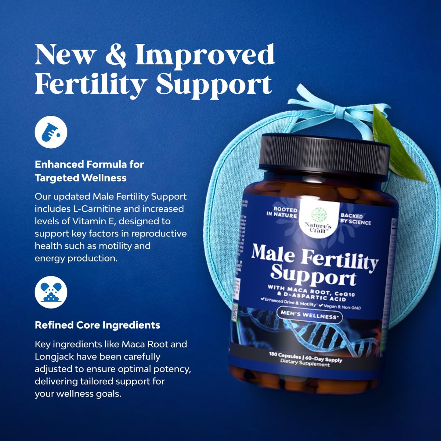 Vitaminas para fertilidad masculina con CoQ10 y maca