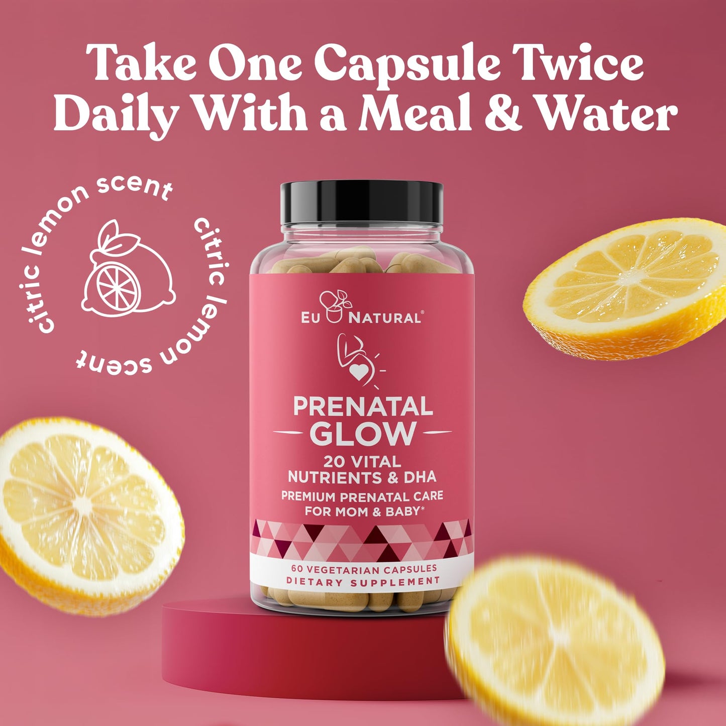 Vitaminas Glow con ácido fólico y DHA vegano para embarazo