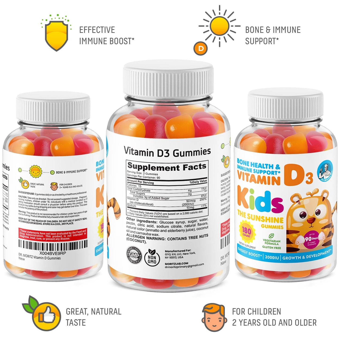 Vitaminas gomitas DR. MORITZ soporte inmunológico 2000UI