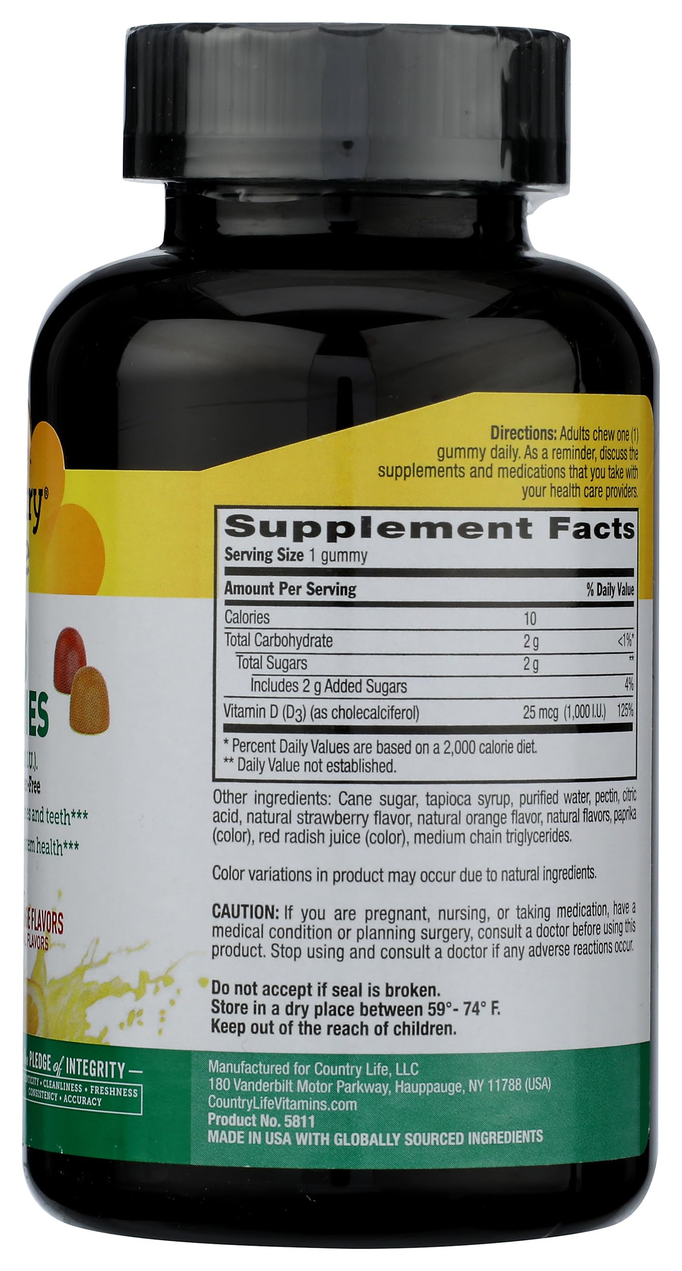 Vitaminas gomitas para huesos fuertes Country Life 120 cts