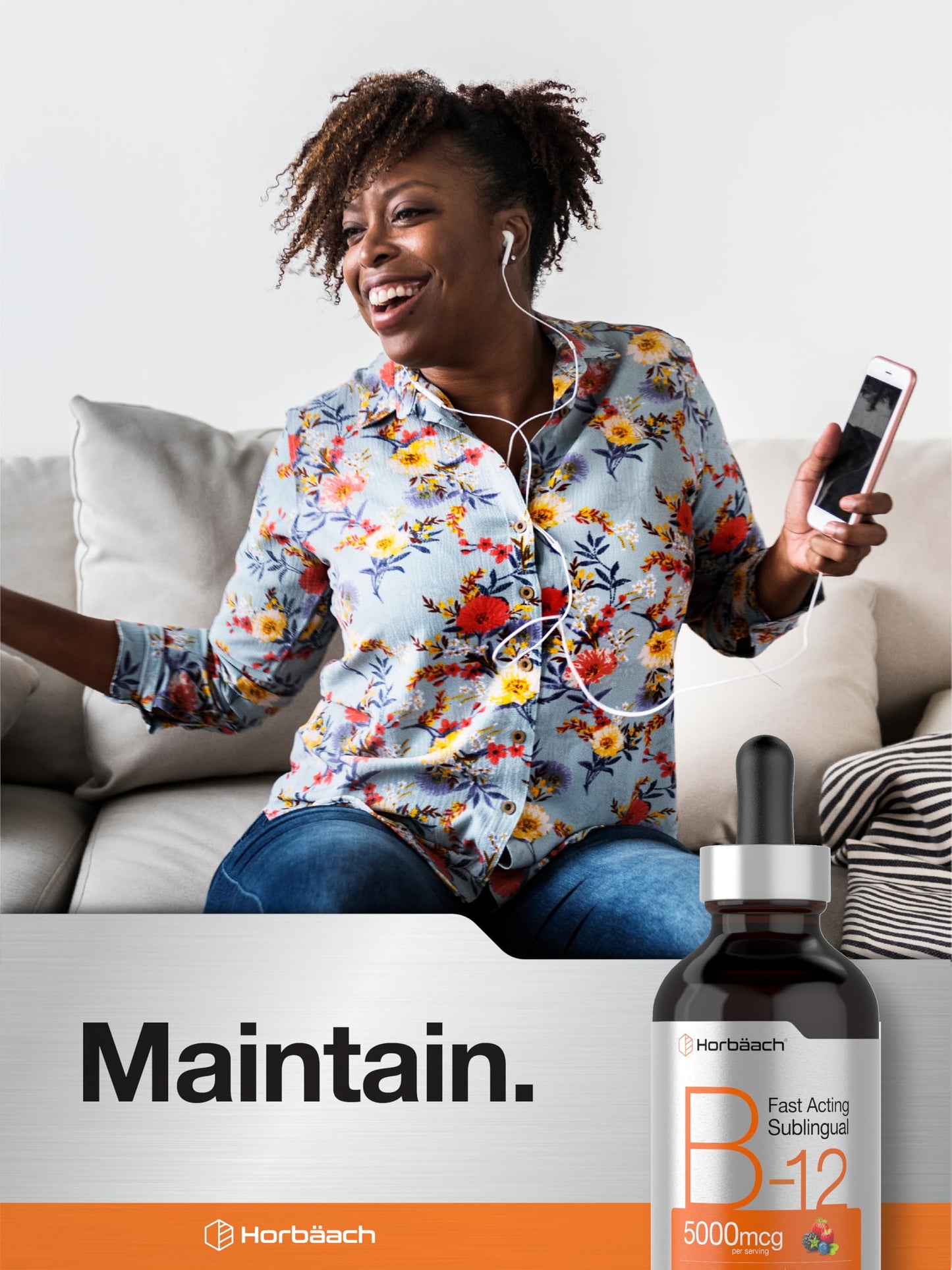 Vitaminas líquidas B-12 Horbaach 5000 mcg sabor berry