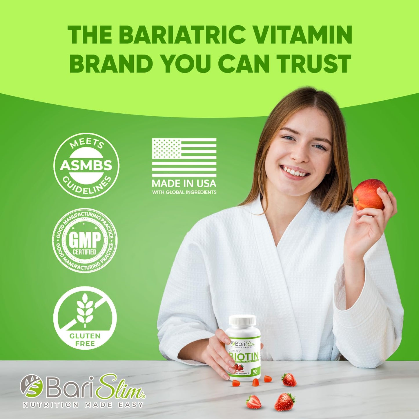 Vitaminas masticables BariSlim biotina para cuidado post cirugía