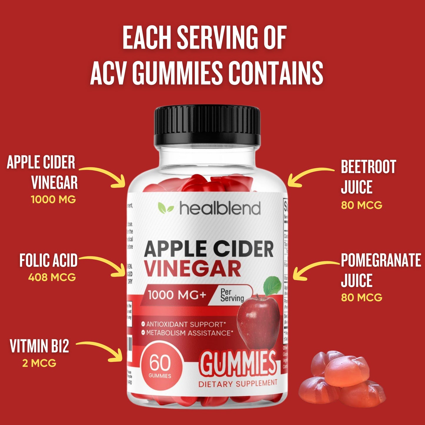 Vitaminas masticables healblend vinagre sidra manzana imagen de envase
