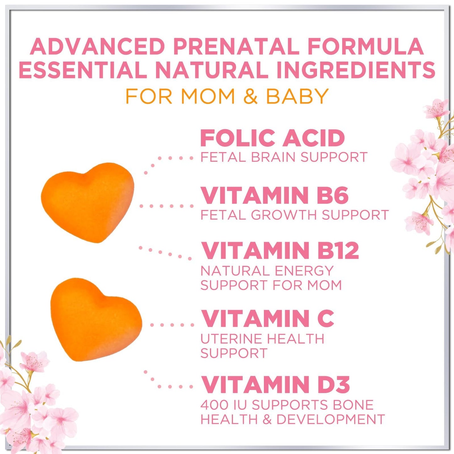 Vitaminas masticables sin gluten con DHA y colina para embarazo