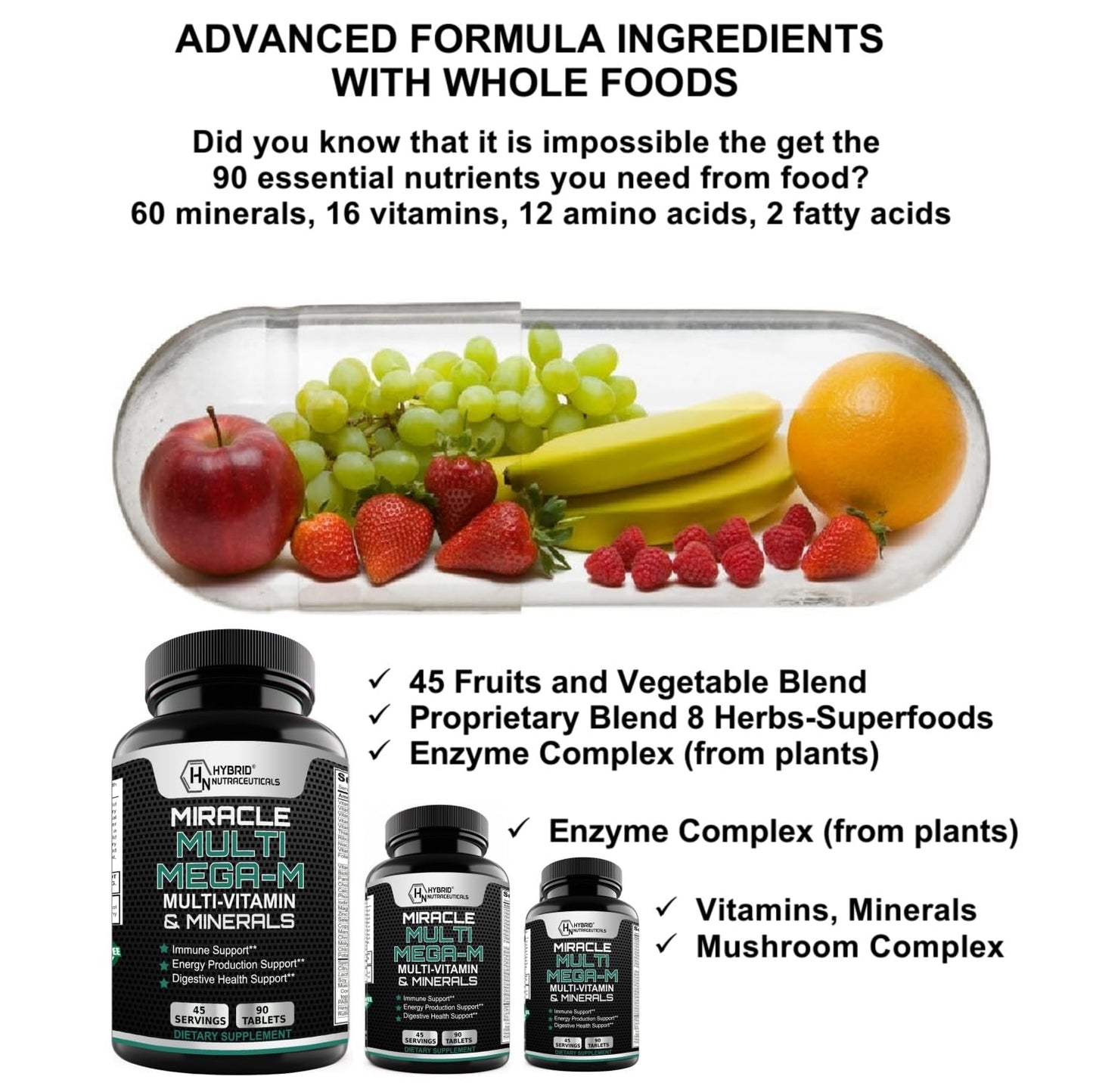Vitaminas multiminerales para hombres y mujeres 50+.