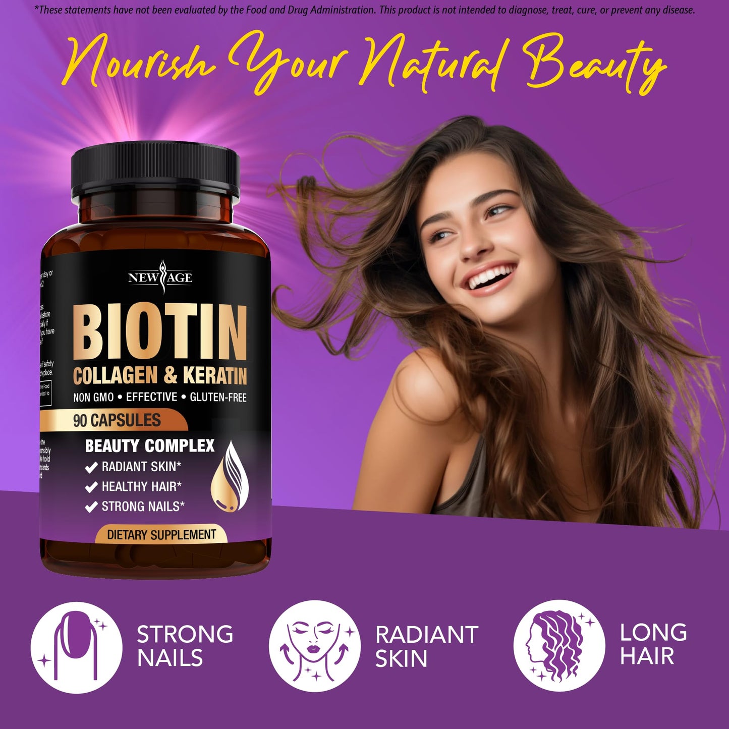 Vitaminas para cabello piel y uñas NEW AGE fórmula avanzada 270 caps