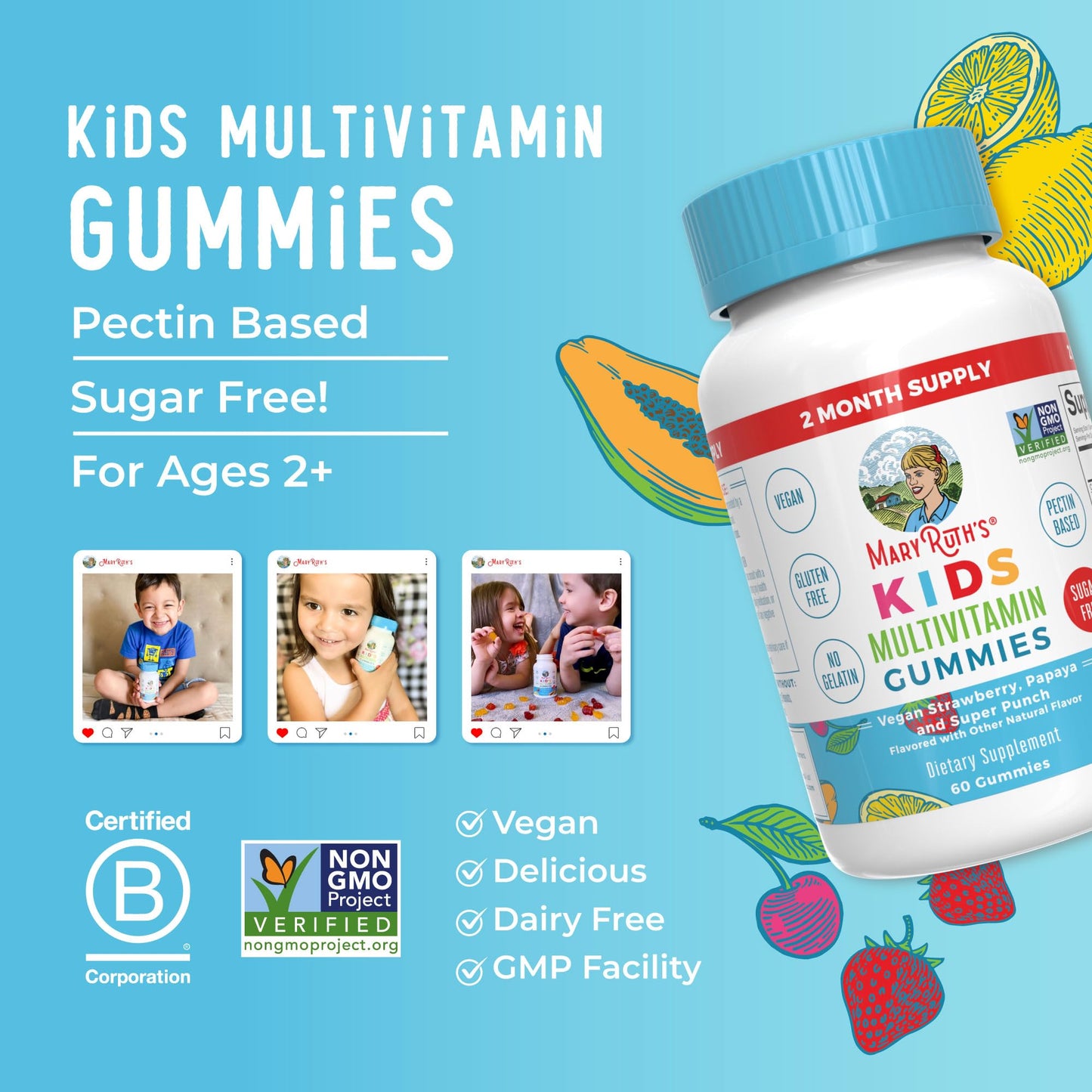 Vitaminas para niños dosis diaria 1 gomita MaryRuth Organics