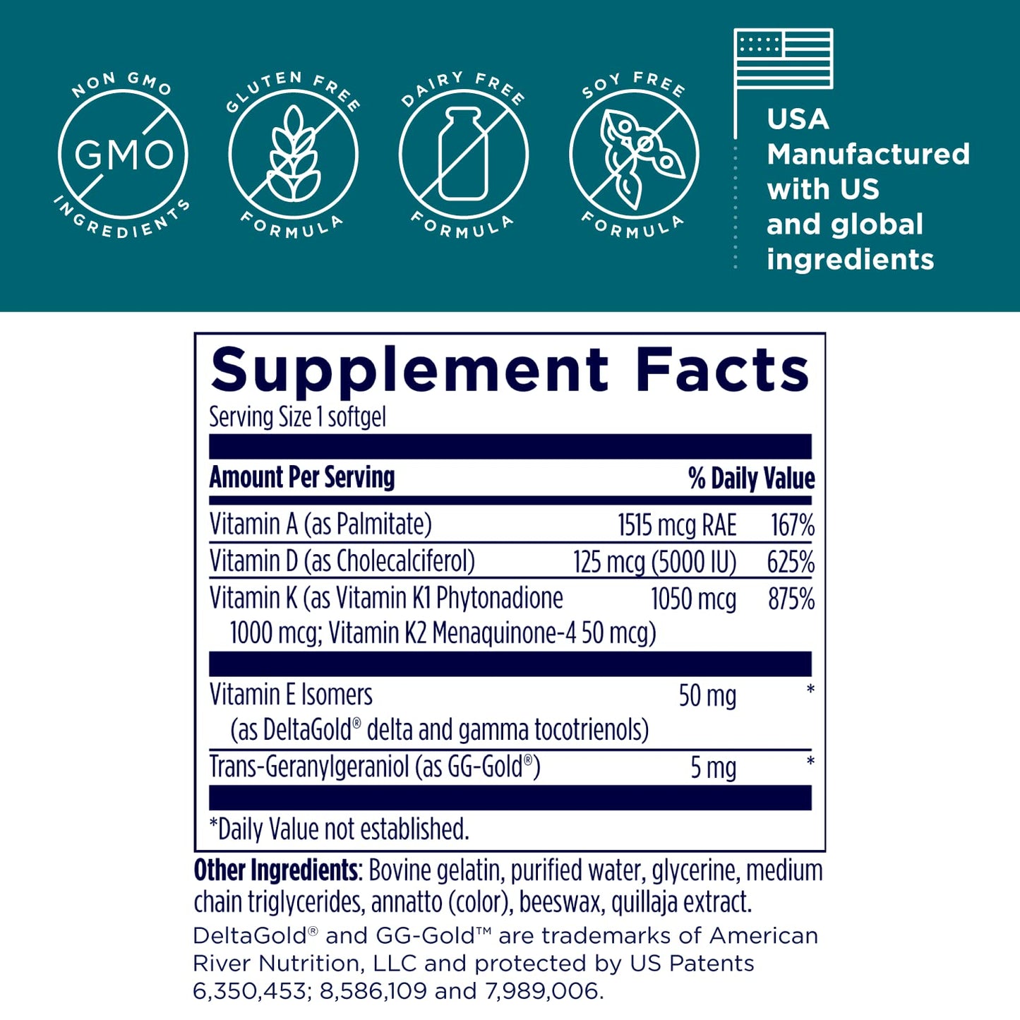 Vitaminas para salud ósea ADK Evail 5000 UI D3