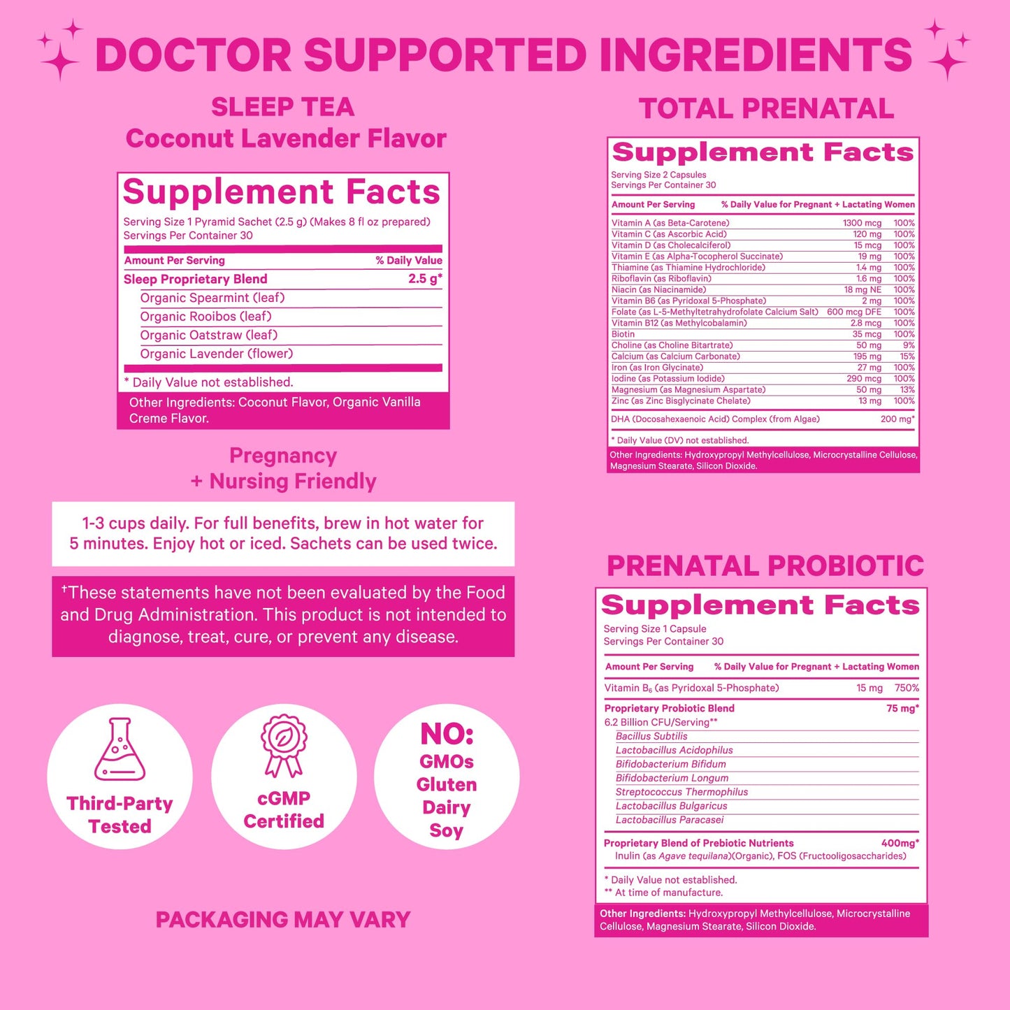 Vitaminas prenatal Pink Stork para embarazo