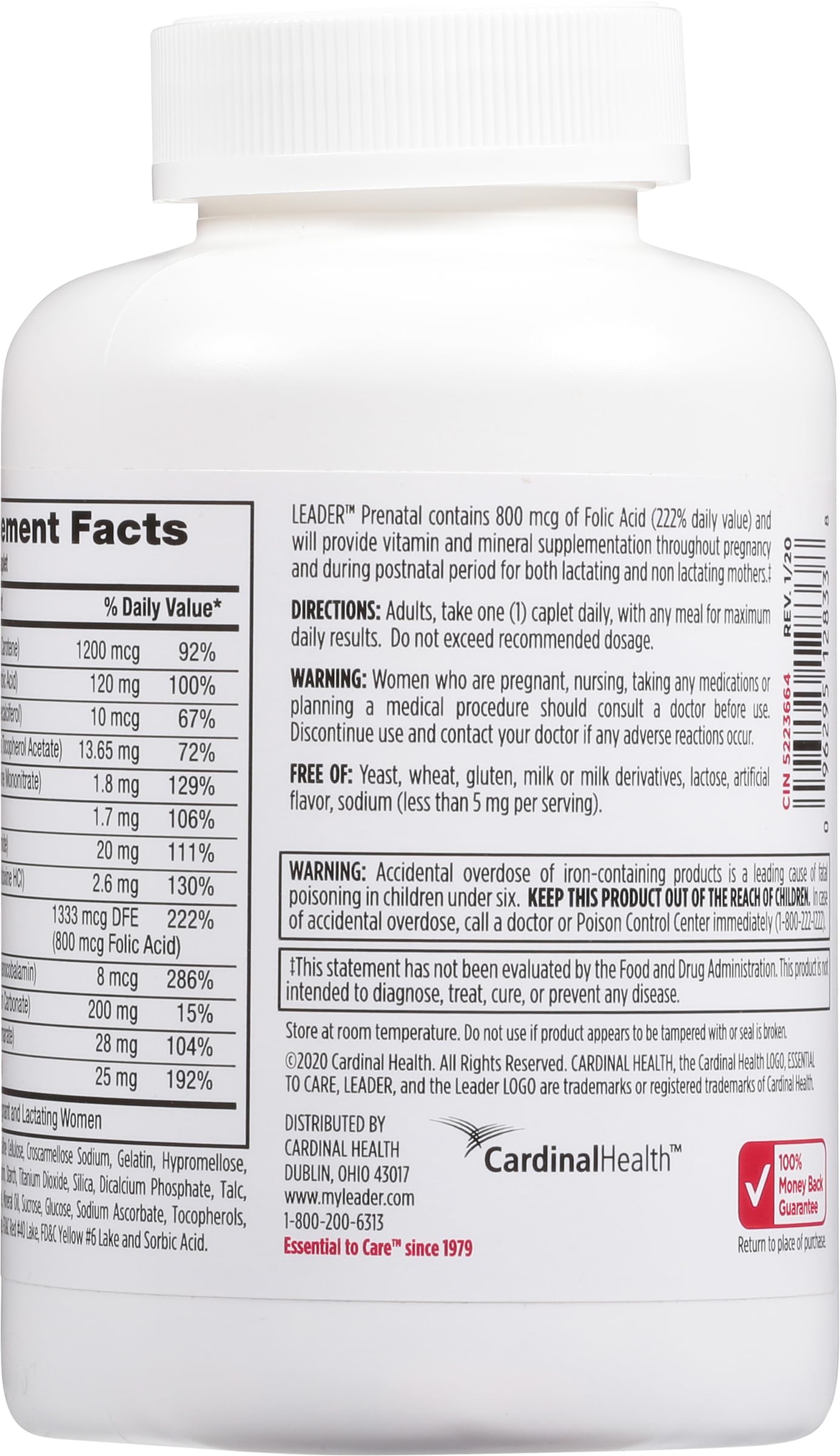 Vitaminas prenatales de alta calidad Leader