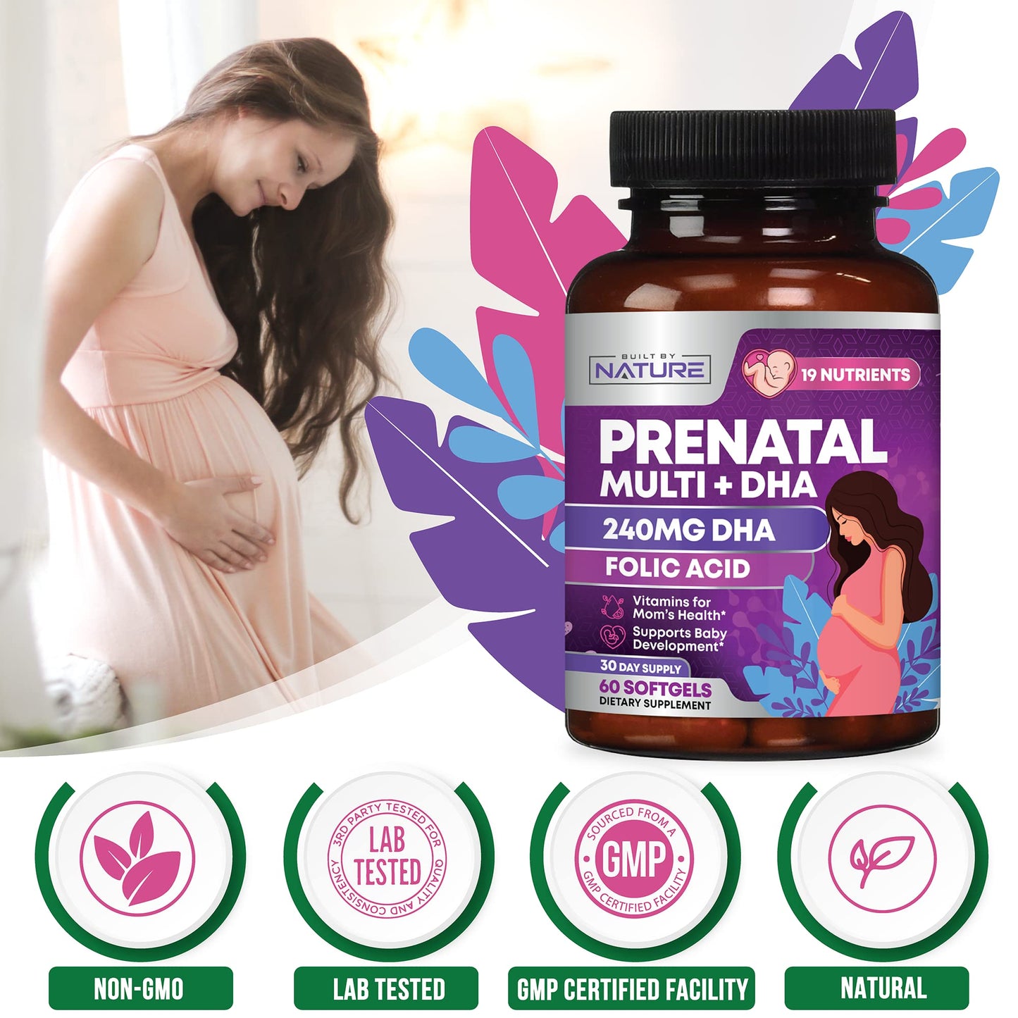 Vitaminas prenatales calidad probada Built by Nature