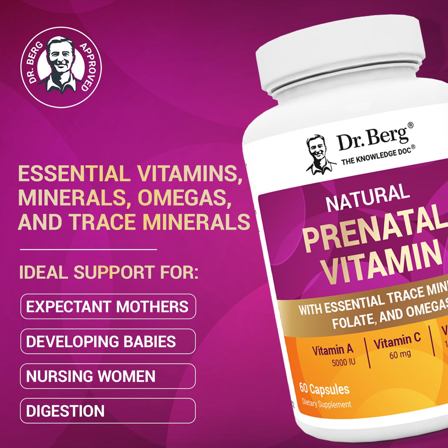 Vitaminas prenatales Dr. Berg envase frontal