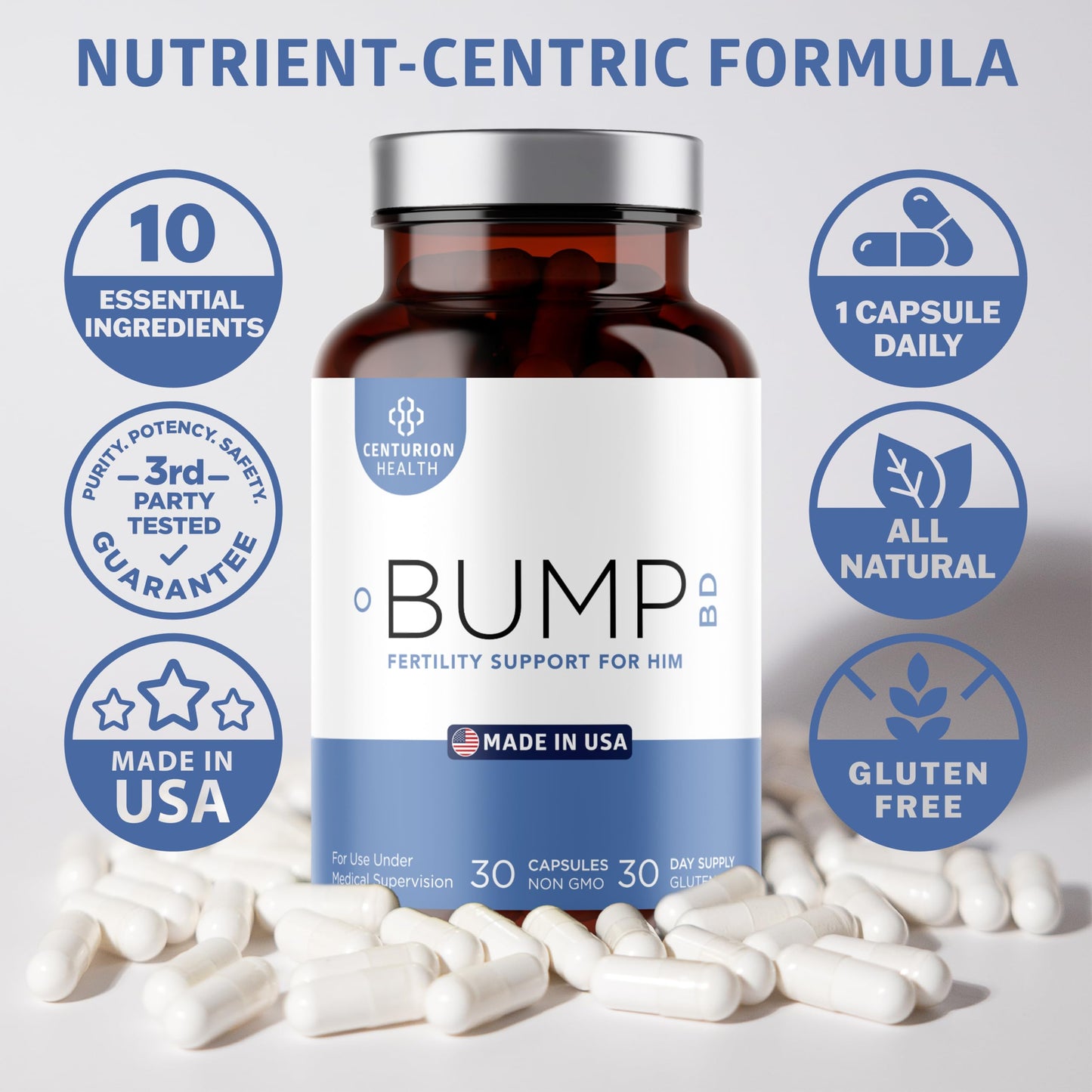 Vitaminas prenatales masculinas Centurion Labs Bump BD
