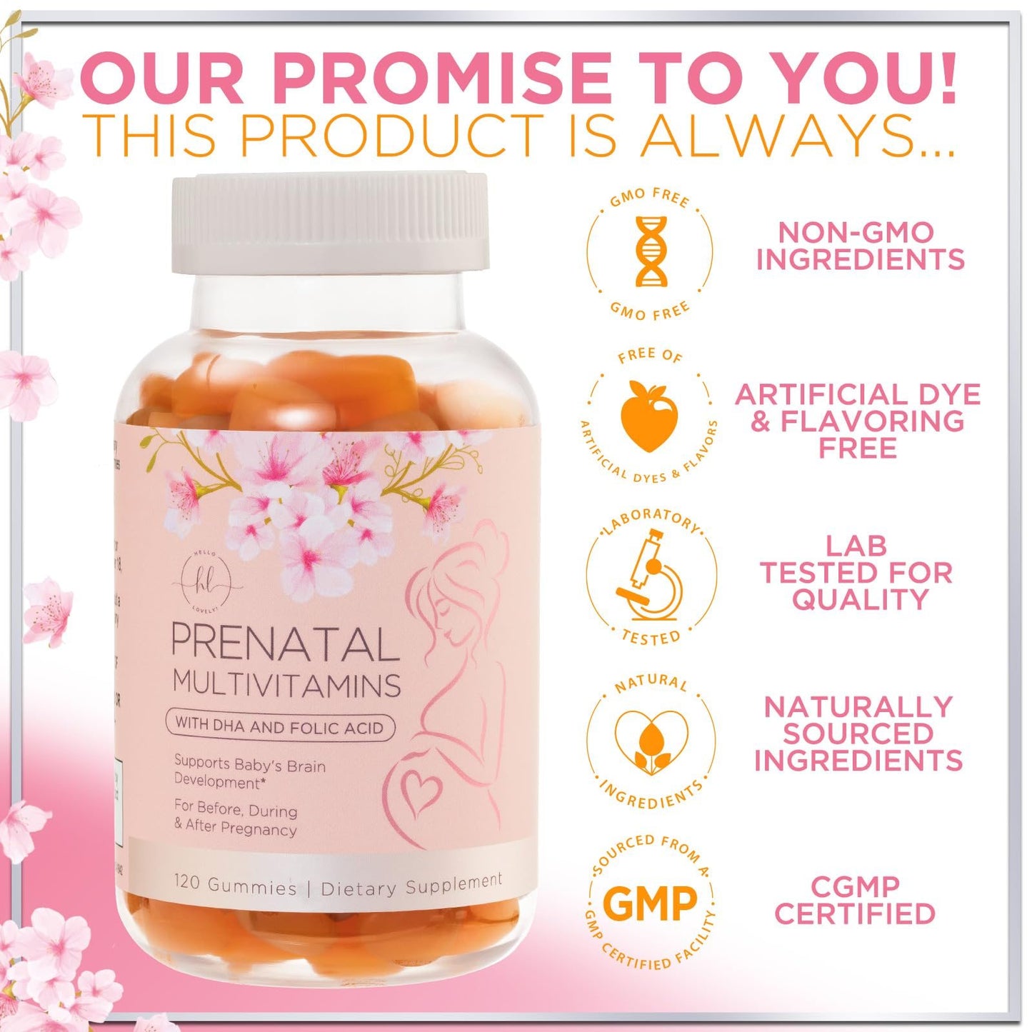 Vitaminas prenatales naturales y no transgénicas para mujeres