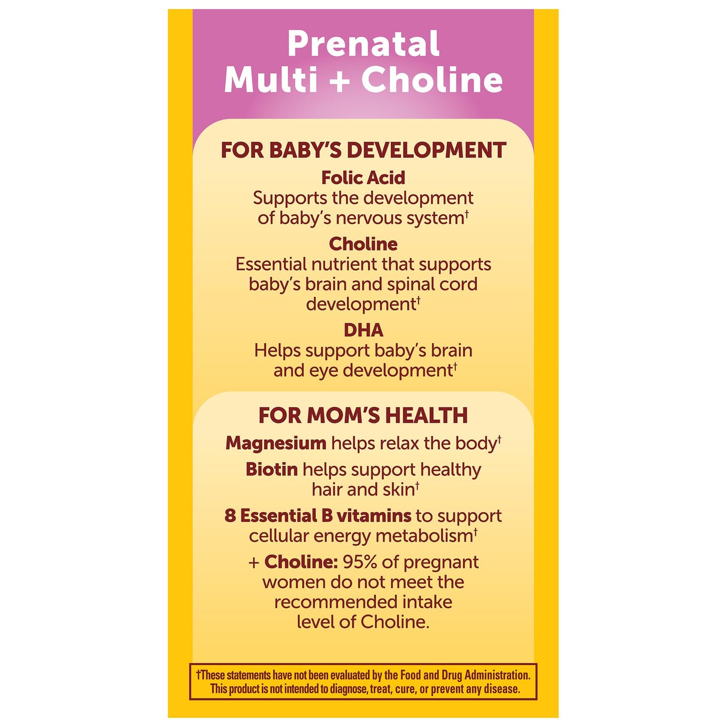 Vitaminas prenatales Nature Made con ingredientes clave
