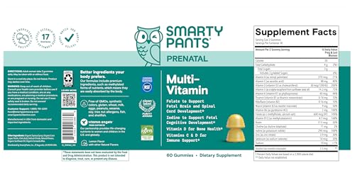 Vitaminas prenatales SmartyPants gomitas envase y detalle