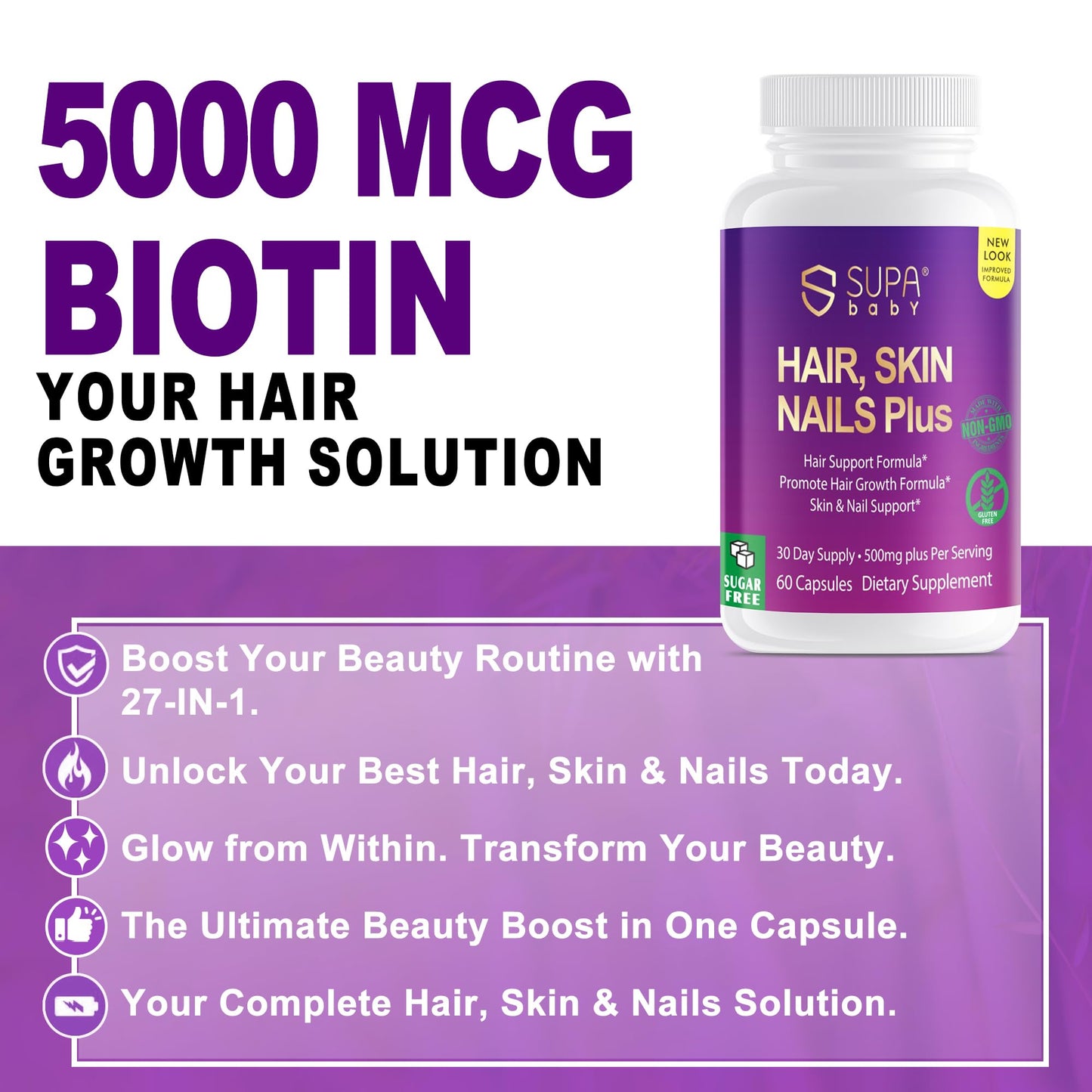 Vitaminas SUPABABY para fortalecer cabello y uñas