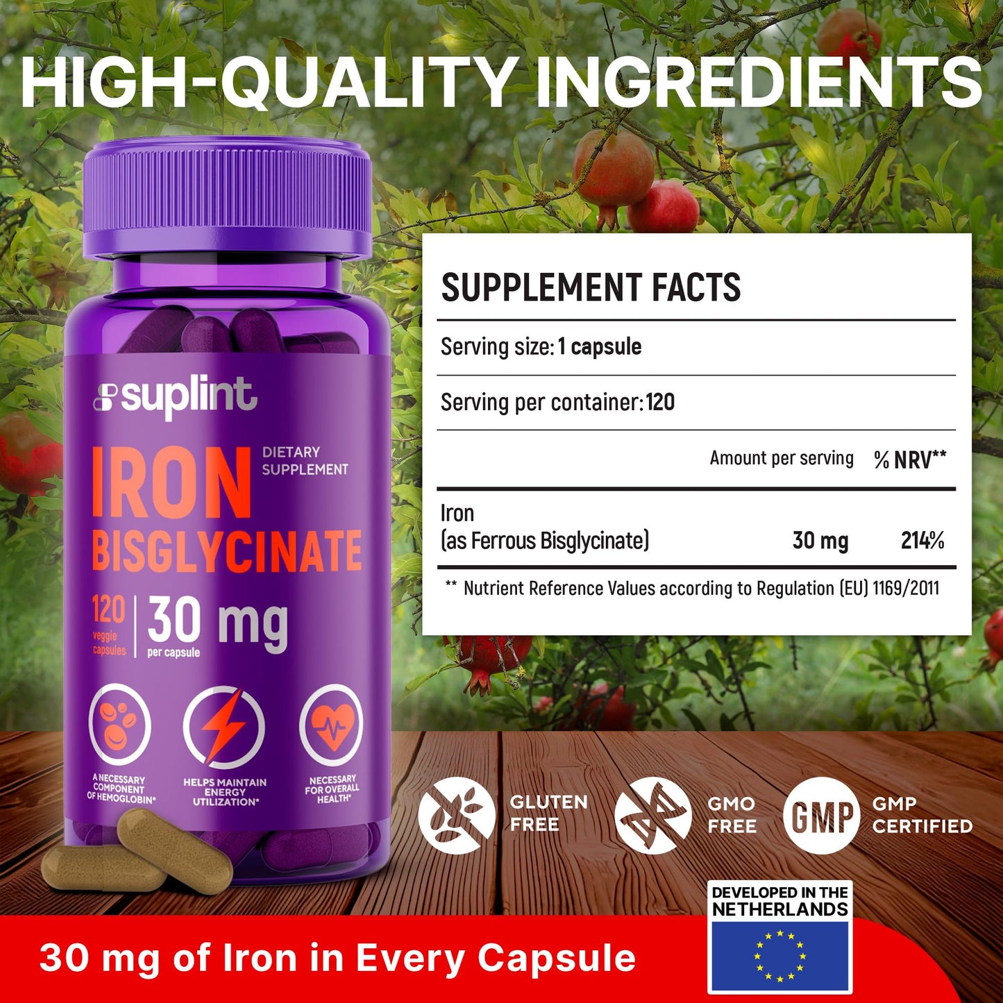 Vitaminas SUPLINT cabello y uñas con hierro bisglicinato