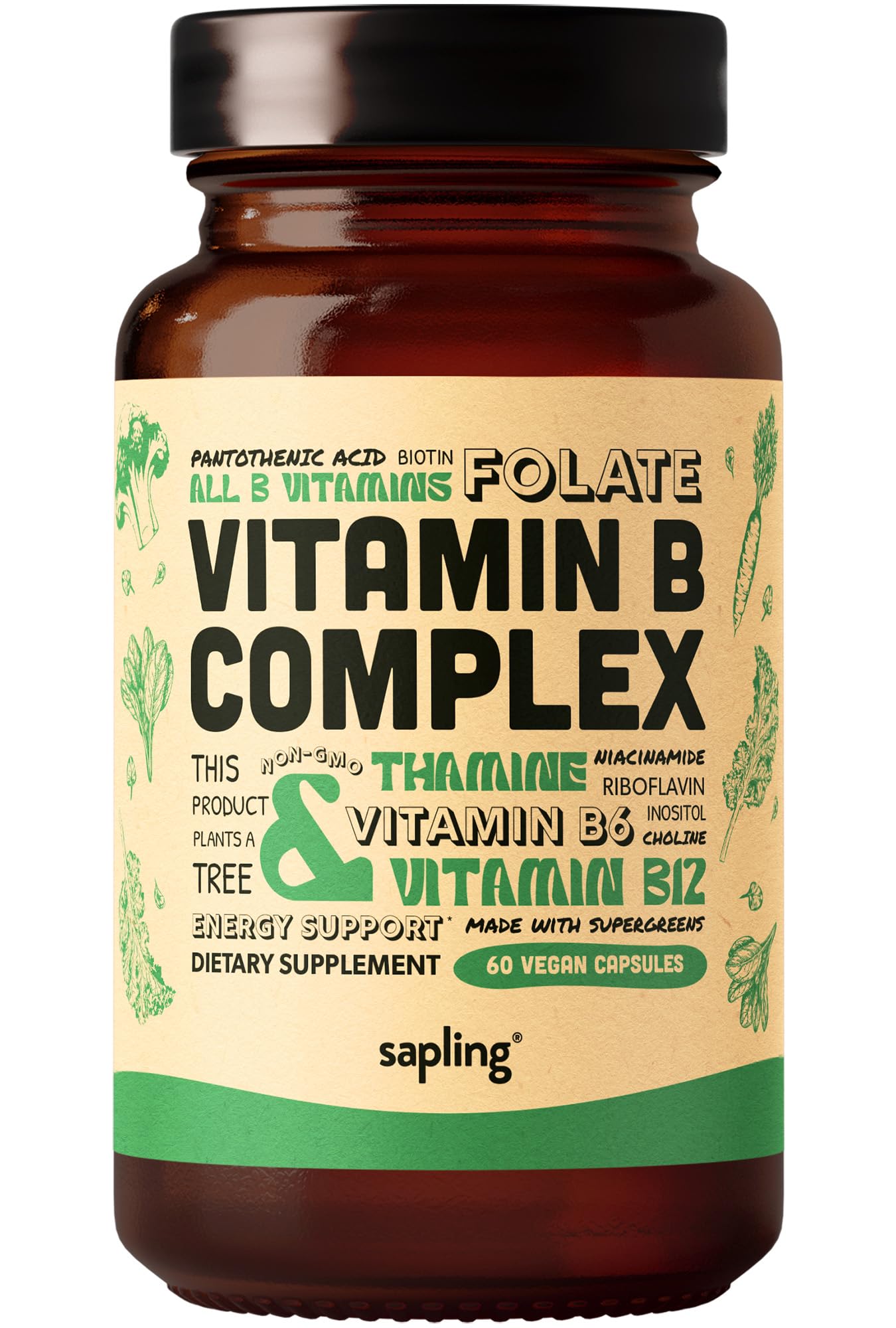Vitaminas veganas sapling para inmunidad y energía