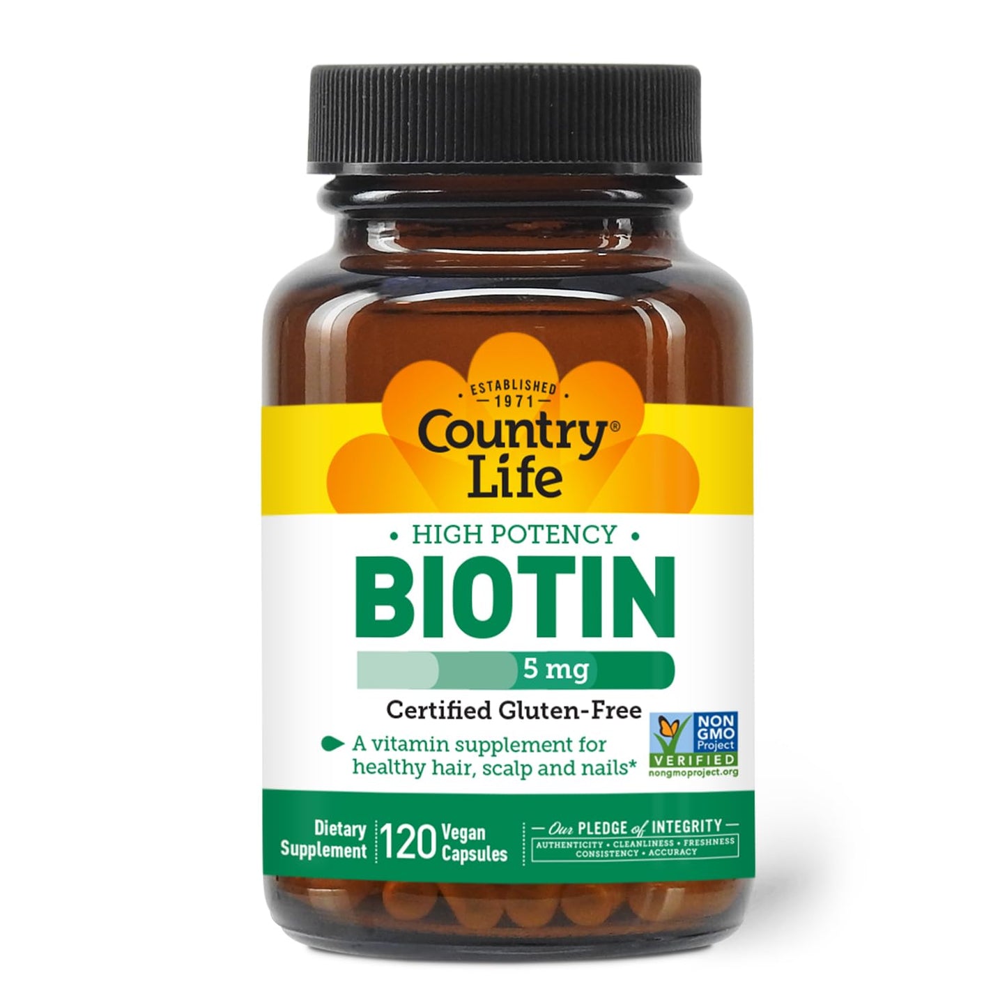 Vitaminas veganas Biotina 5 mg 120 vegicaps Country Life