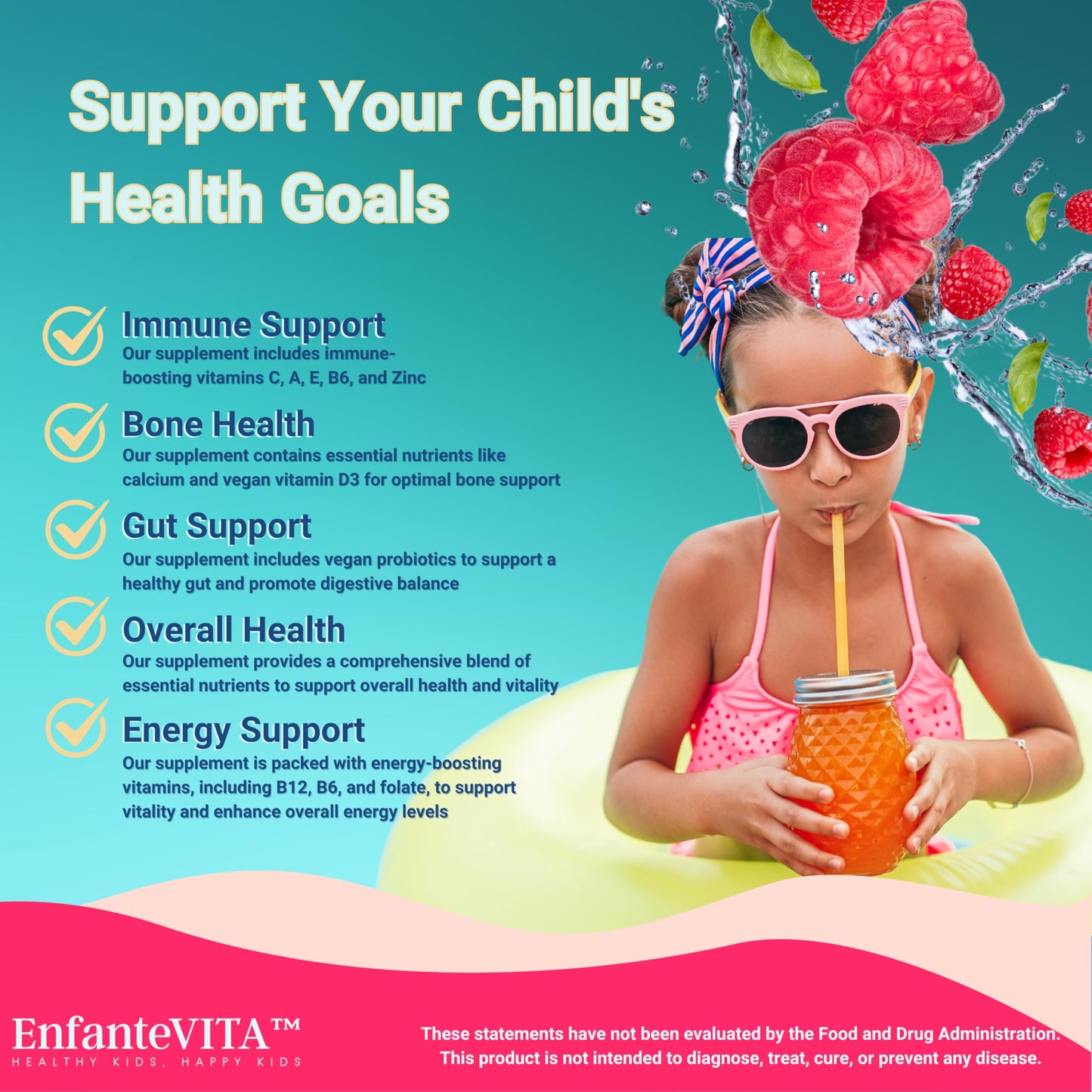 Vitaminas veganas para niños con probióticos y nutrientes