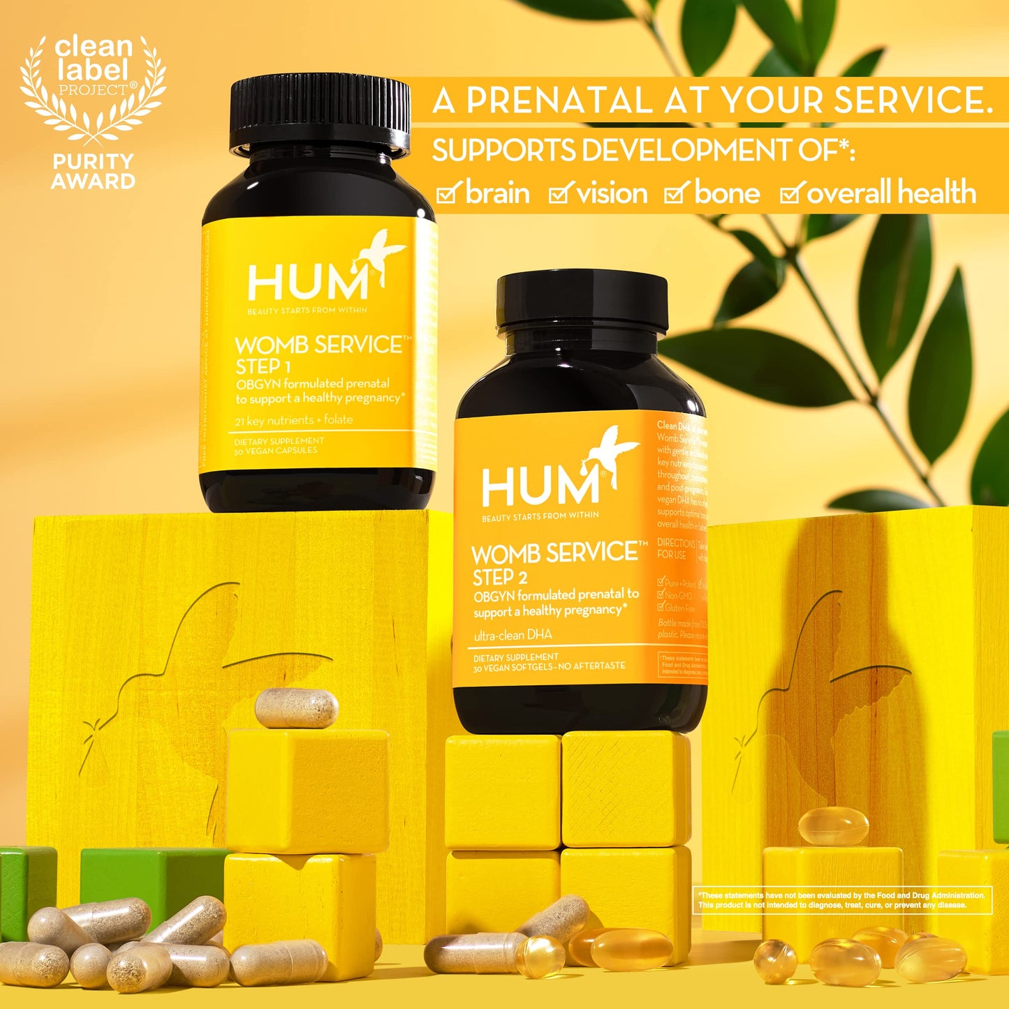 Vitaminas veganas HUM Womb Service para embarazo saludable