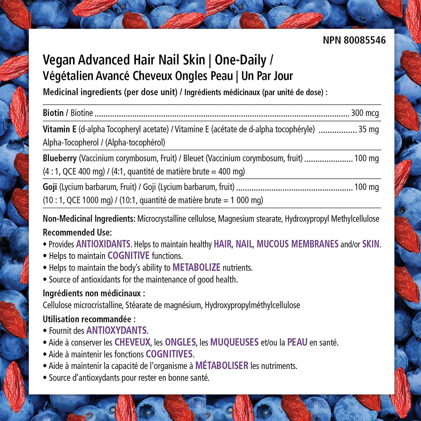 Vitaminas veganas VEGANLY para régimen diario de belleza