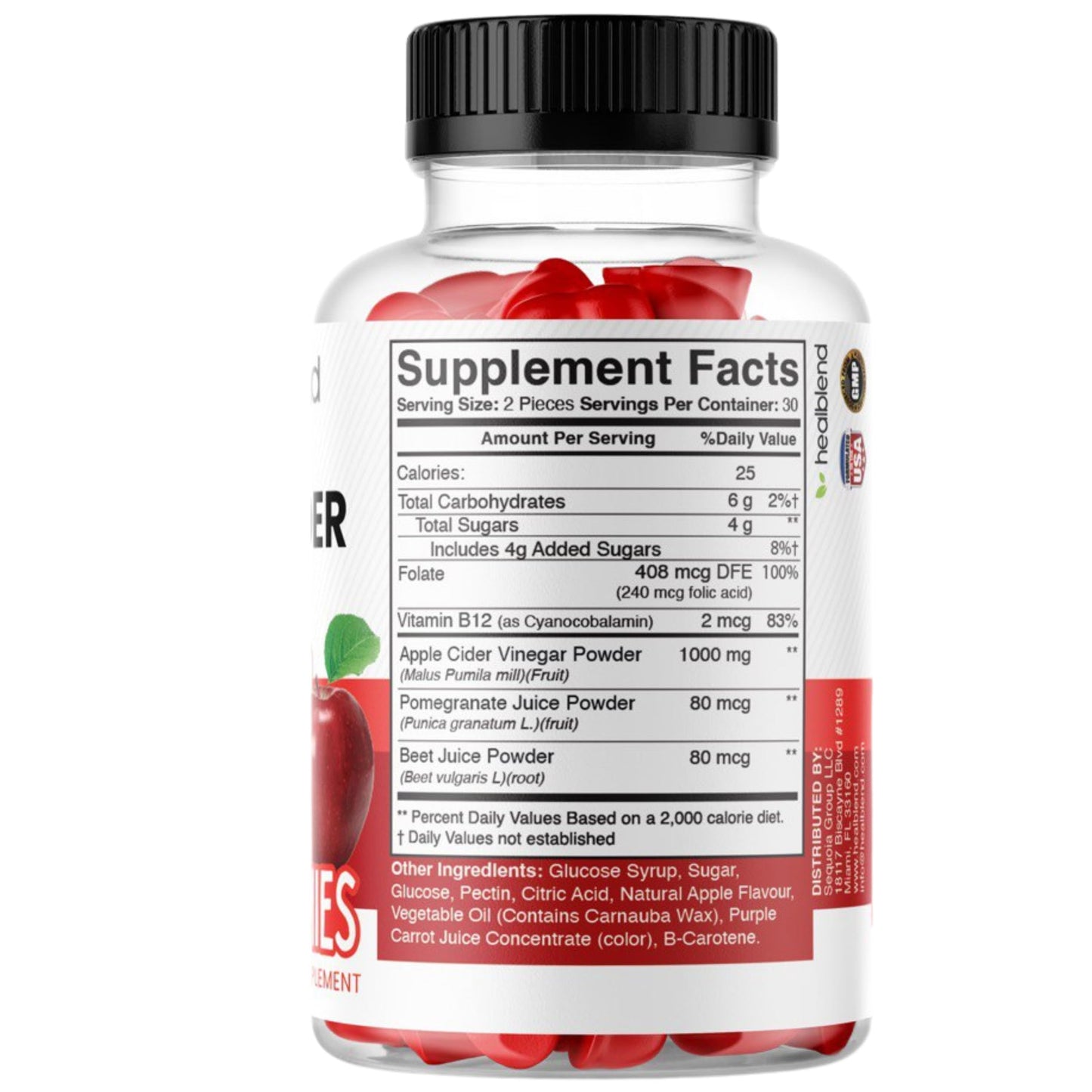 Vitaminas vinagre sidra manzana healblend tapa y frasco imagen
