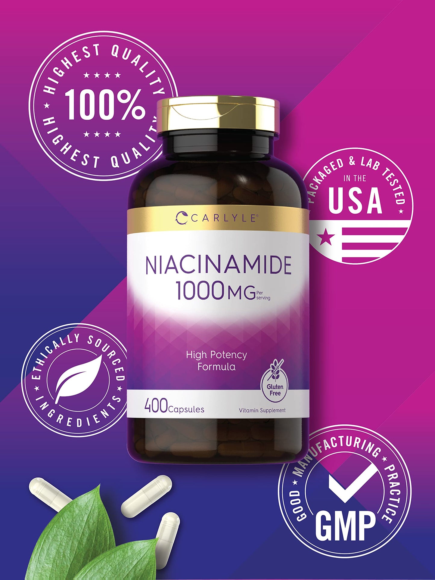 Vitaminas vitamina B3 niacinamida 1000 mg 400 cápsulas