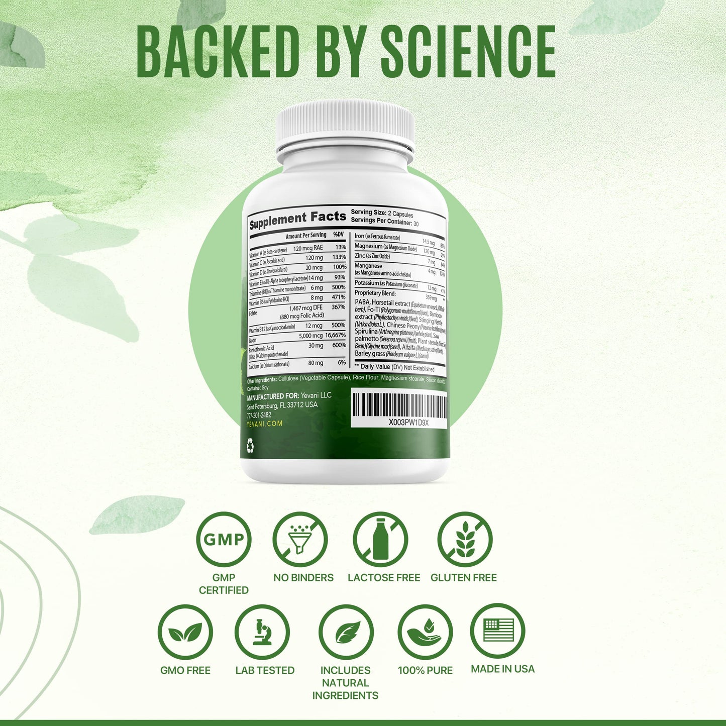 Vitaminas naturales YEVANI con biotina para belleza