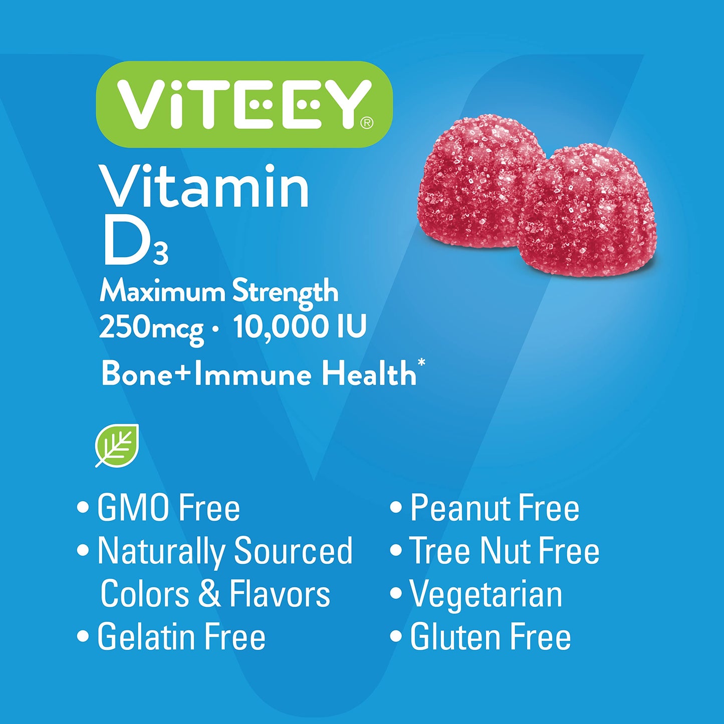 Viteey gomitas suplemento vitamina D3 frasco y gomitas