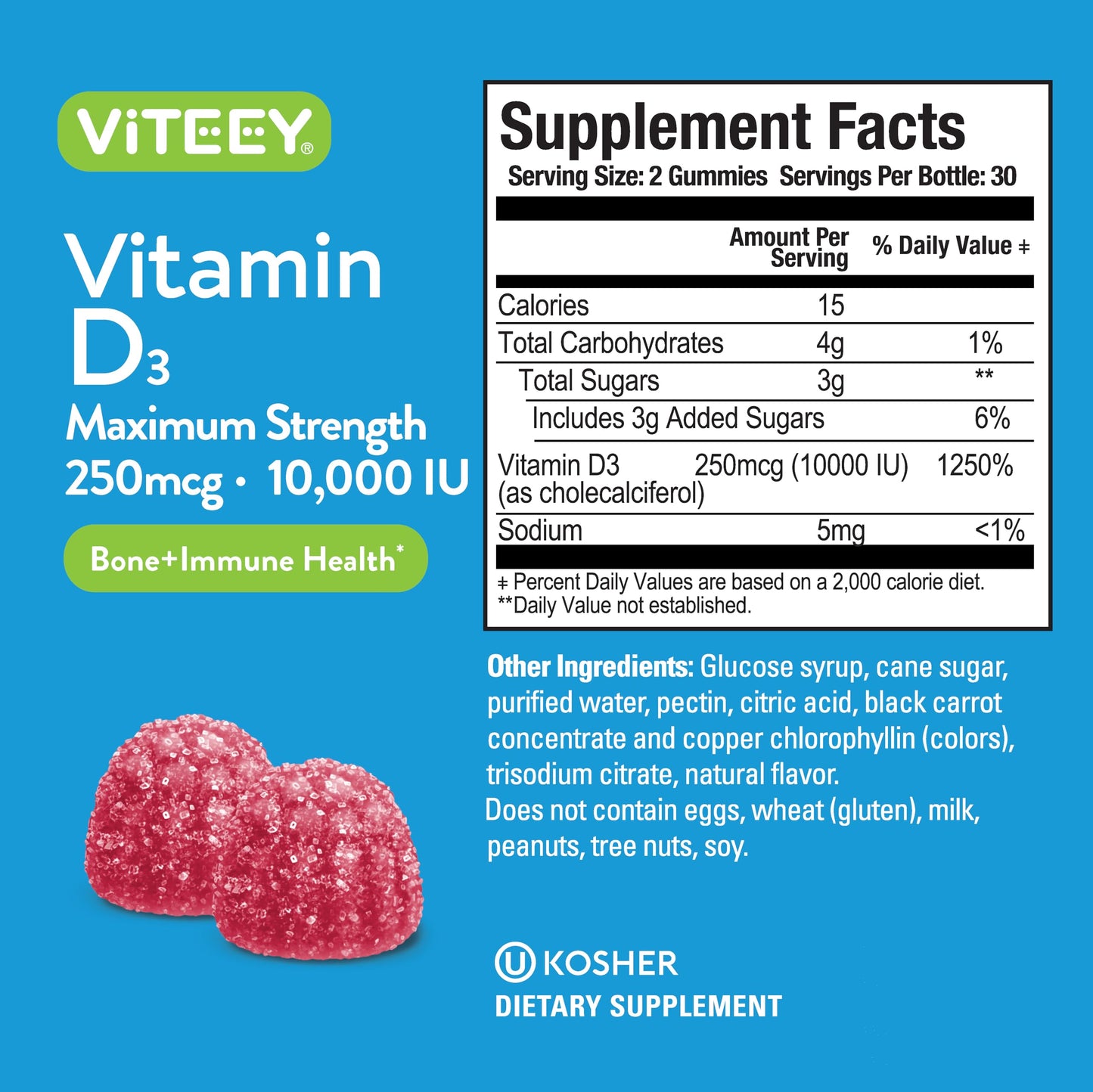 Viteey gomitas vitamina D3 sabor baya detalle