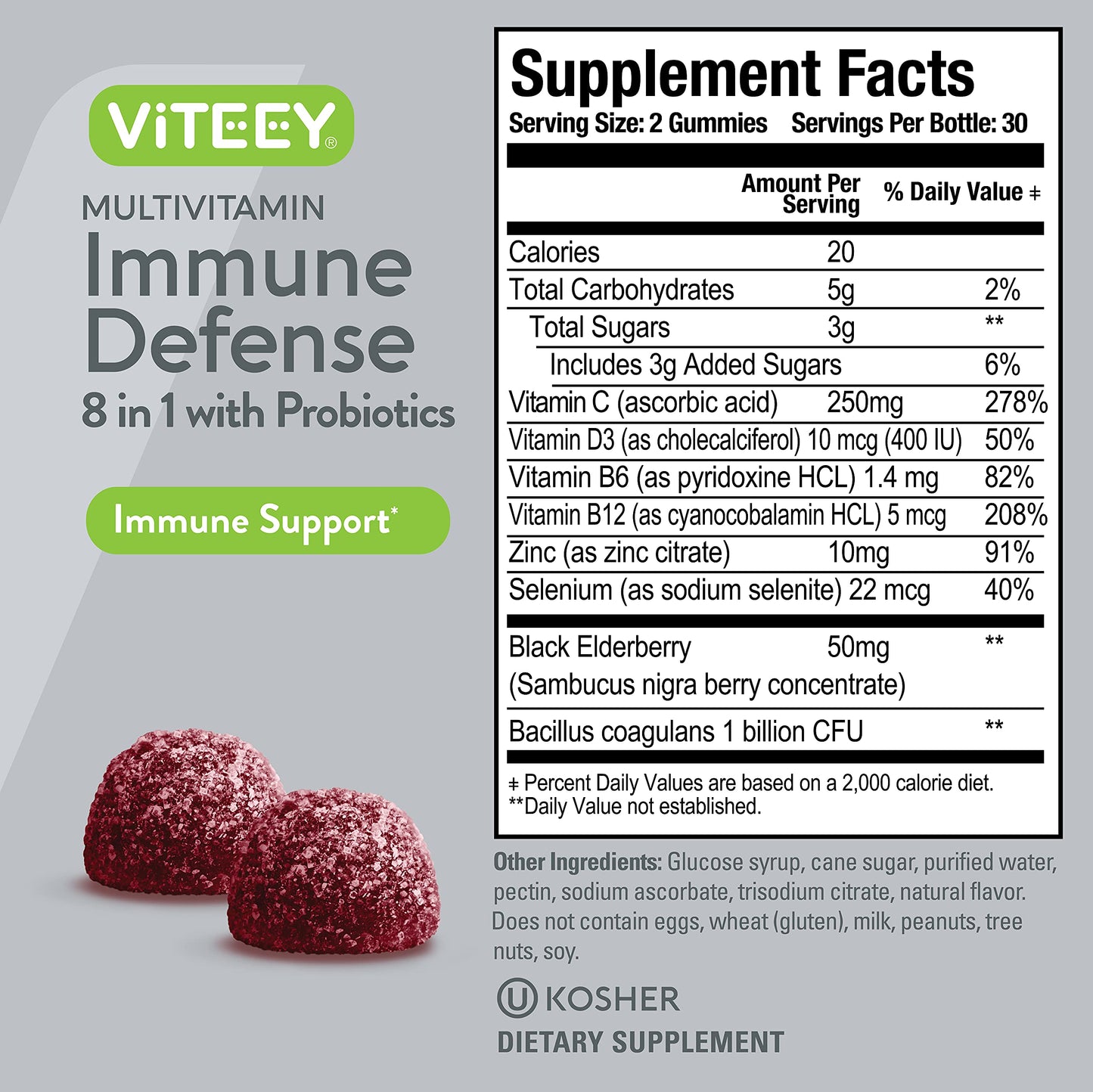 Viteey suplementos con probióticos gelatina libre
