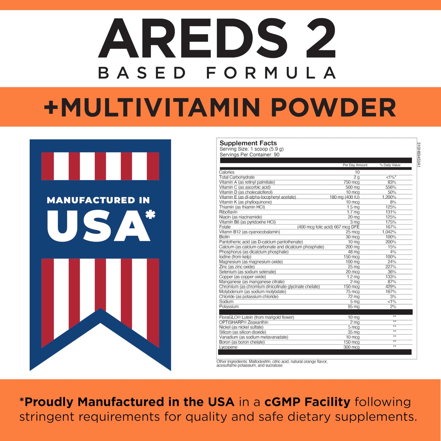 Viteyes AREDS 2 Luteína y Zeaxantina, sabor naranja.