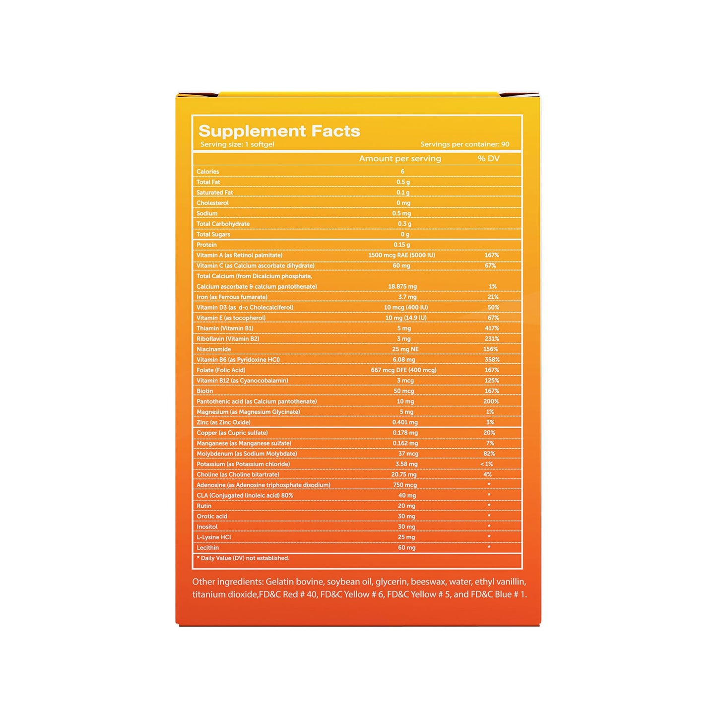 Vivioptal 90 Cápsulas detalles de ingredientes y porciones