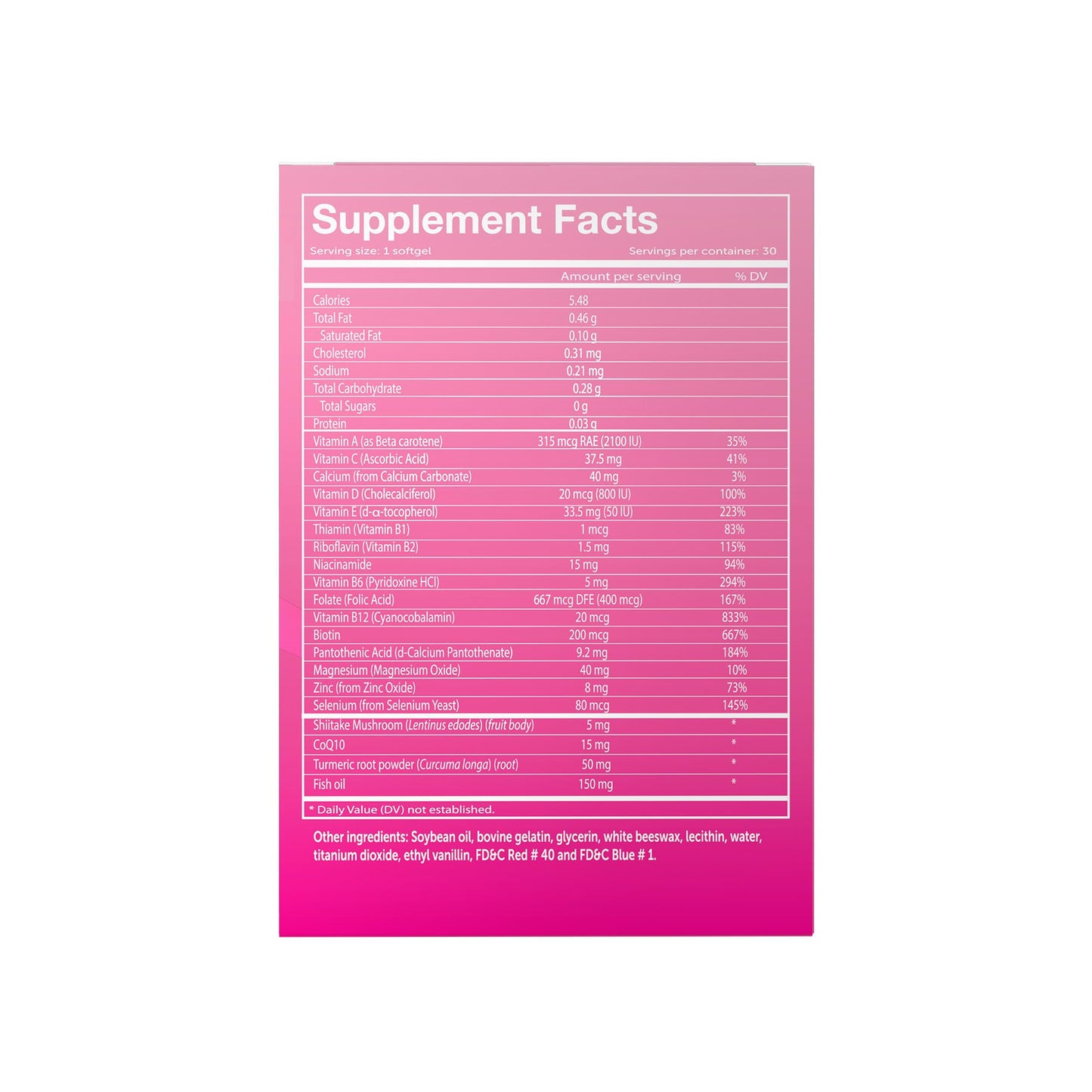 Información nutricional de Vivioptal Mujeres