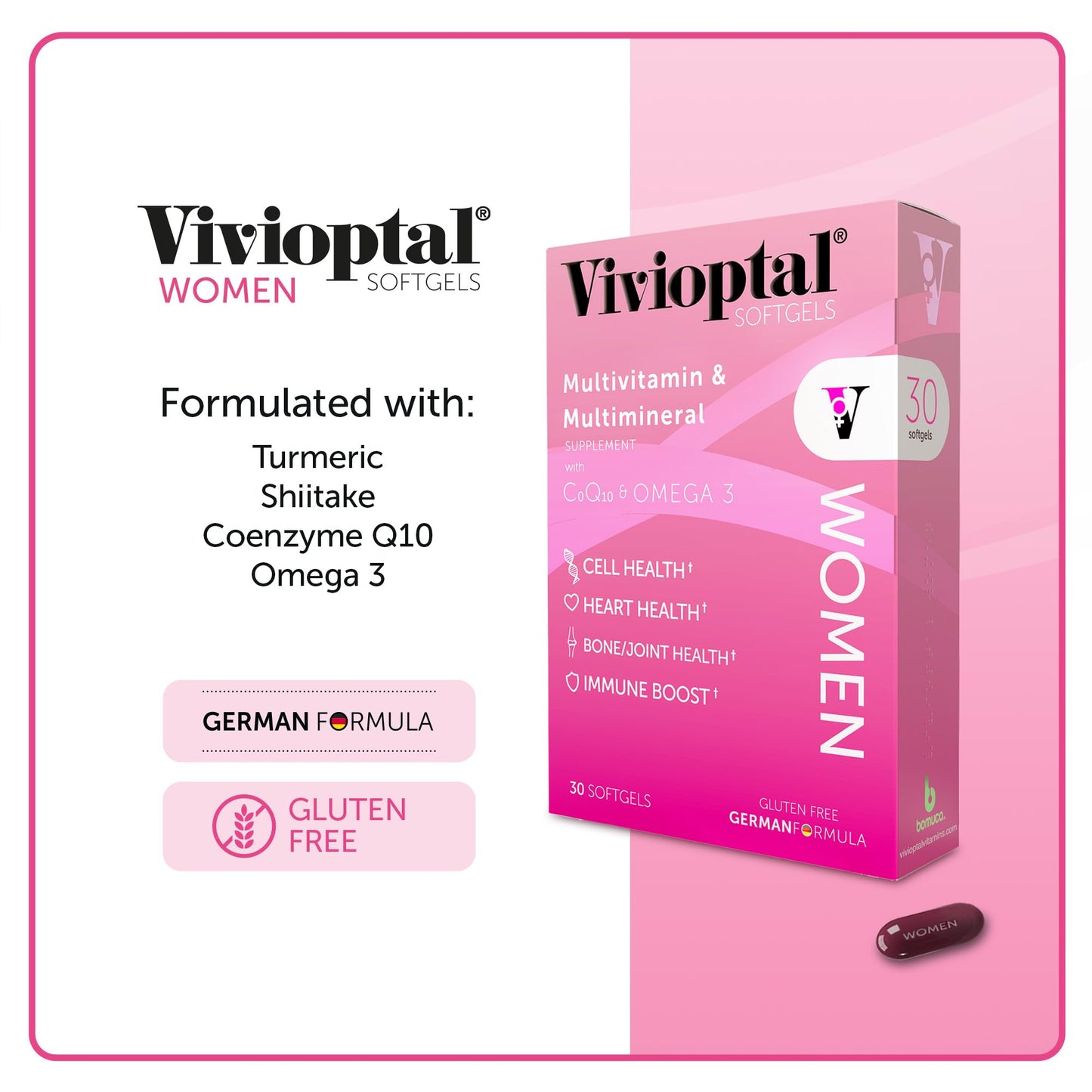Vivioptal Mujeres multivitamínico Suplemento libre de gluten