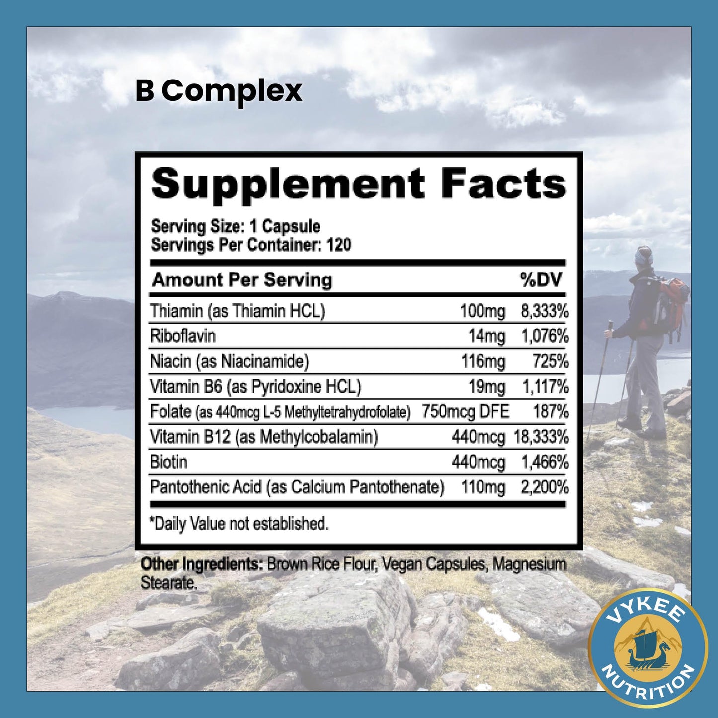 Vykee Nutrition etiqueta panel ingredientes vitamina b complejo