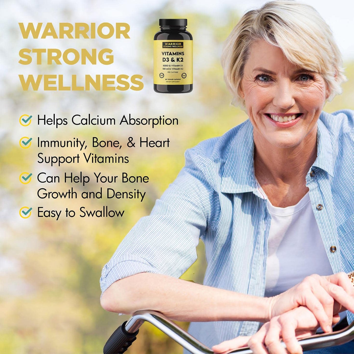 Warrior Strong Wellness vitamina d3 k2 5000 iu cápsulas 60