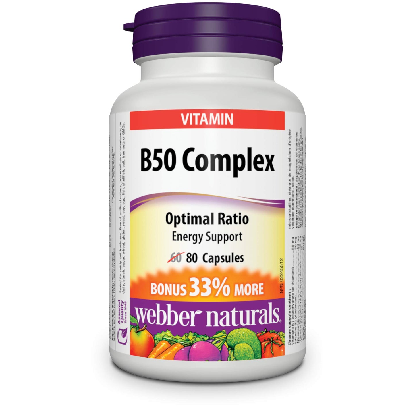Webber Naturals complejo B50 botella frontal