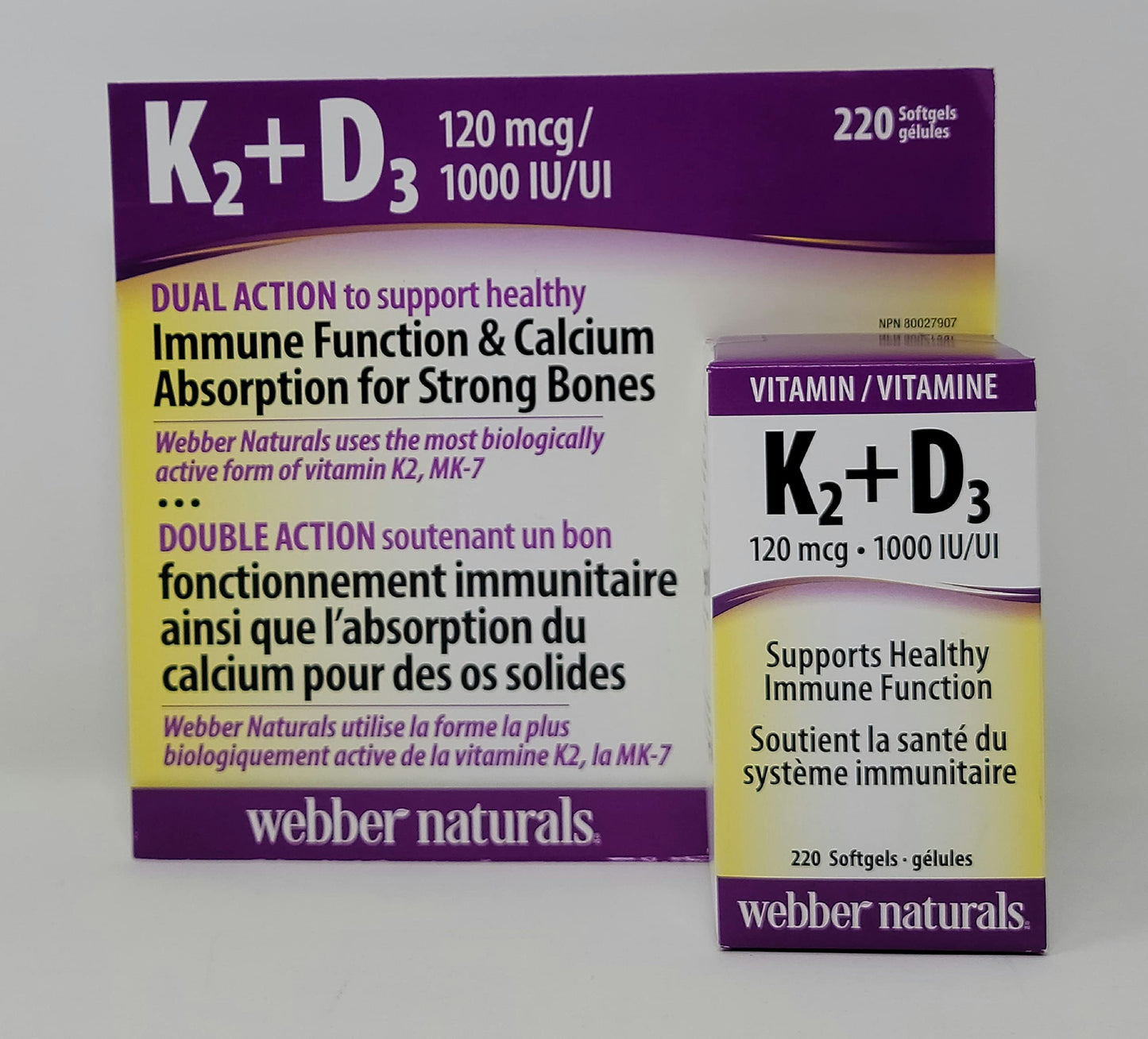 Webber Naturals K2 D3 suplemento cápsulas blandas