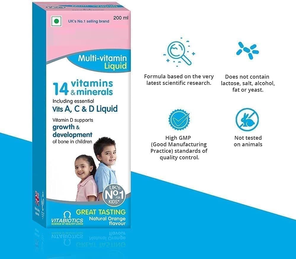 Contenido y presentación We.llbaby multivitaminas líquidas bebés