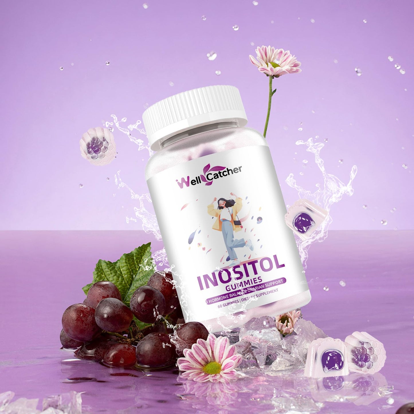 Wellcatcher gomitas inositol mujeres apoyo hormonal vista frontal