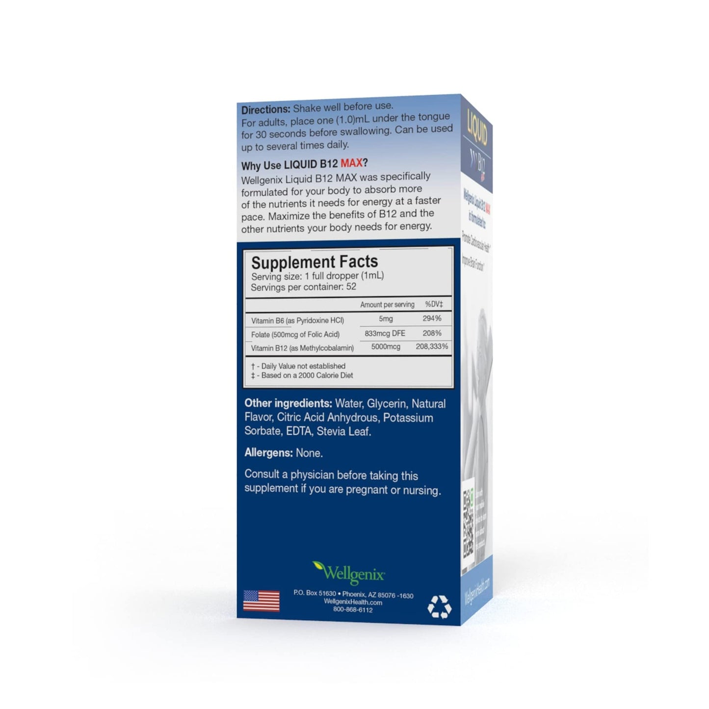 Wellgenix b12 max líquido para salud mental