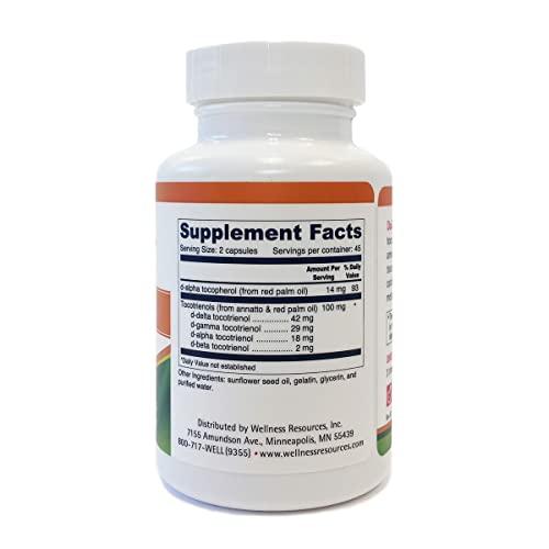Wellness Resources Daily Super E vitamina e tocotrienol frasco y cápsulas
